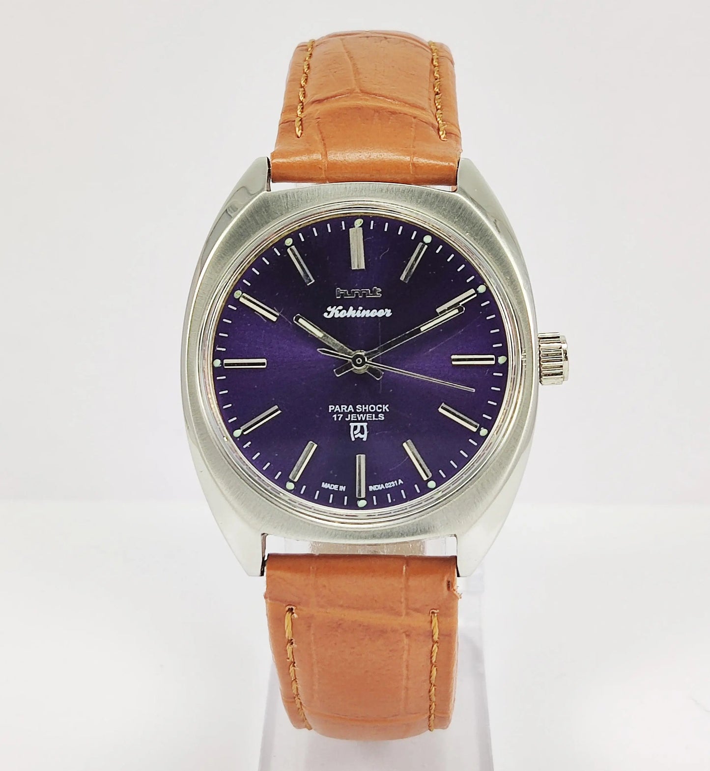 HMT Kohinoor Para Shock 17 Jewels Purple Dial Mechanical Hand winding Men's Wrist Watch - Discover-Diamonds