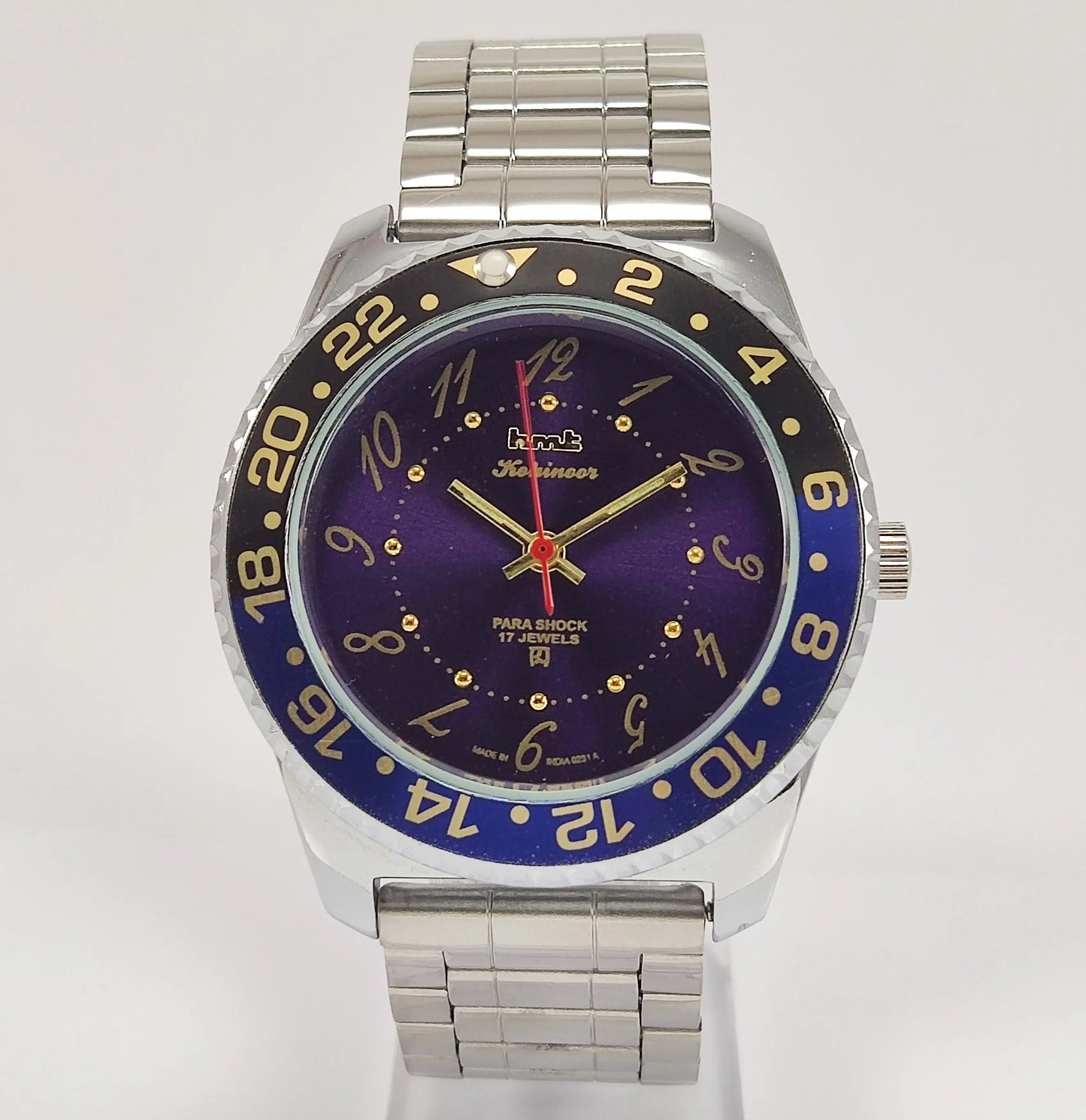 HMT Kohinoor Para Shock 17 Jewels Purple Dial Transparent Back Mechanical Hand winding Men's Wrist Watch Discover-Diamonds