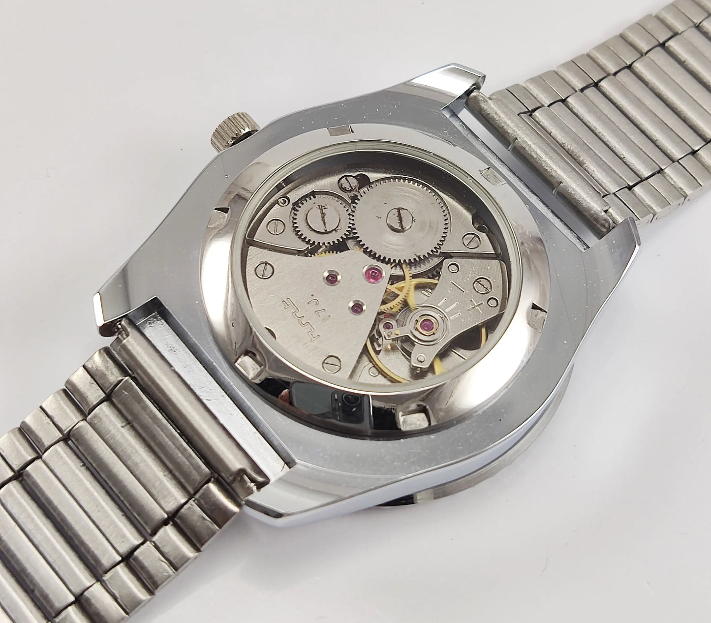 HMT Kohinoor Para Shock 17 Jewels Purple Dial Transparent Back Mechanical Hand winding Men's Wrist Watch Discover-Diamonds