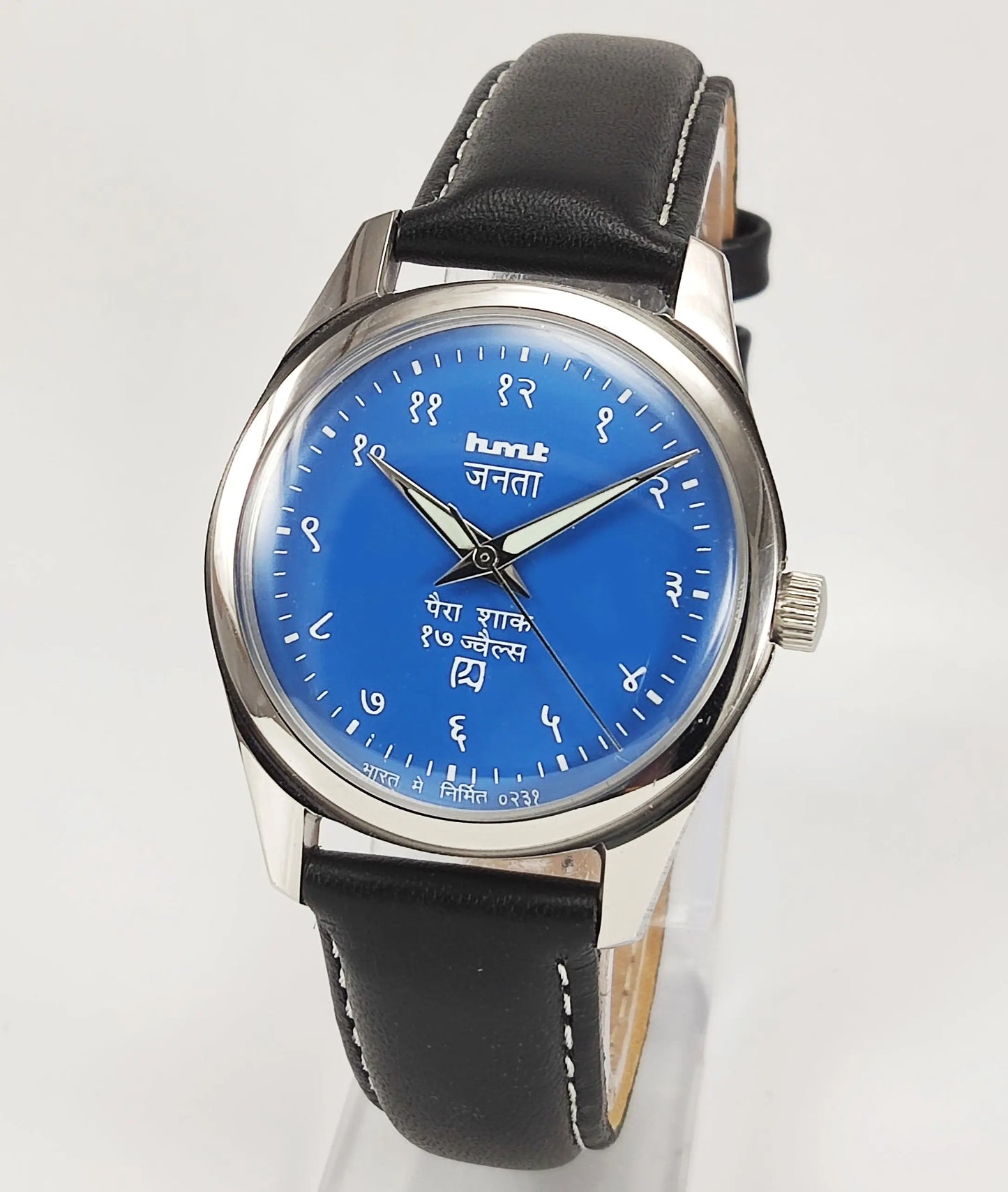 HMT Janata Para Shock 17 Jewels Blue Dial Transparent Back Mechanical Hand winding Men's Wrist Watch Discover-Diamonds