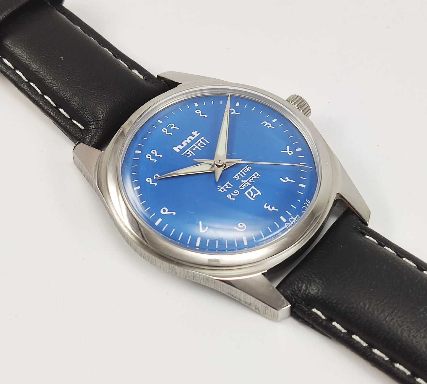 HMT Janata Para Shock 17 Jewels Blue Dial Transparent Back Mechanical Hand winding Men's Wrist Watch Discover-Diamonds