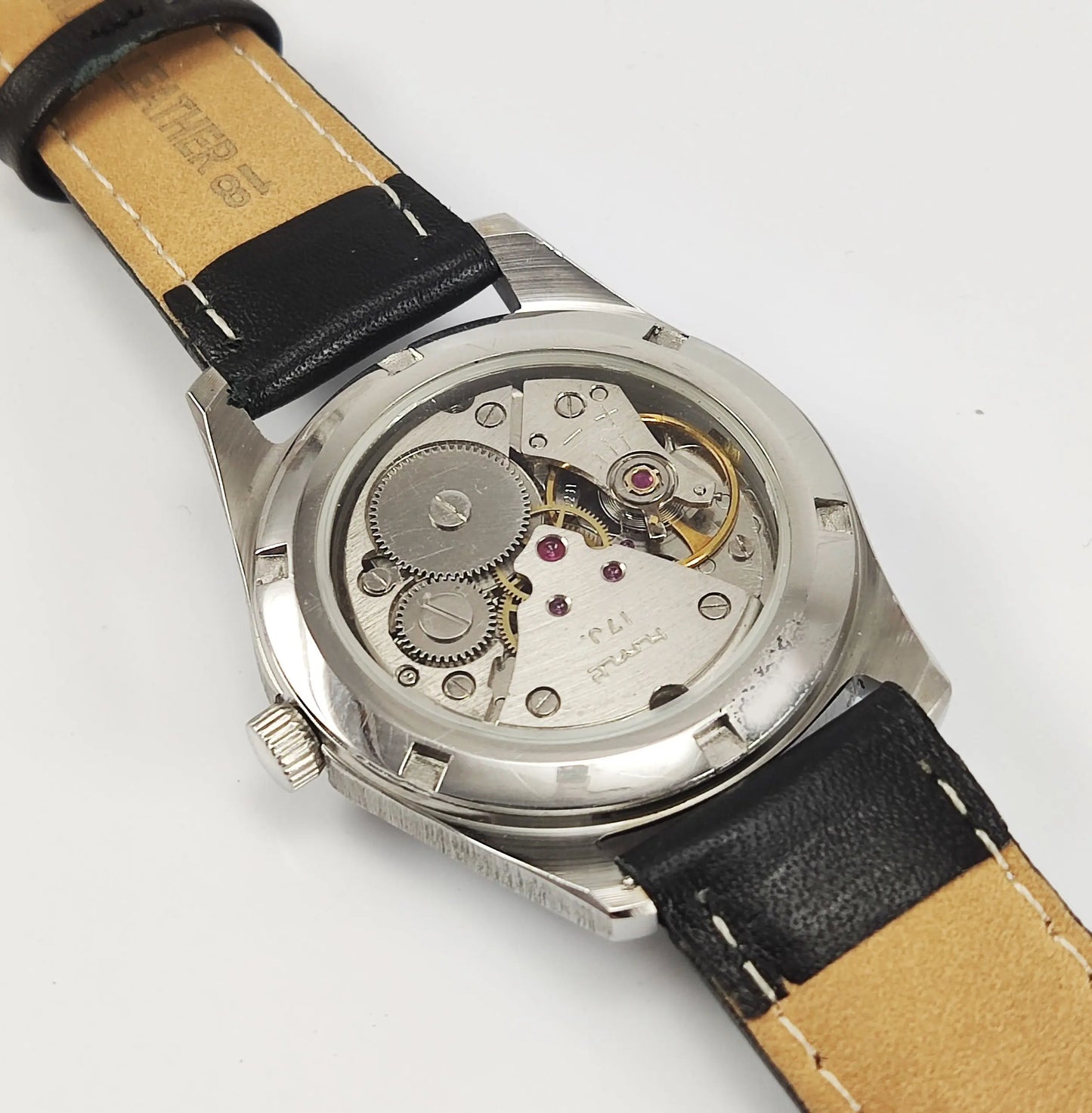 HMT Janata Para Shock 17 Jewels Blue Dial Transparent Back Mechanical Hand winding Men's Wrist Watch Discover-Diamonds