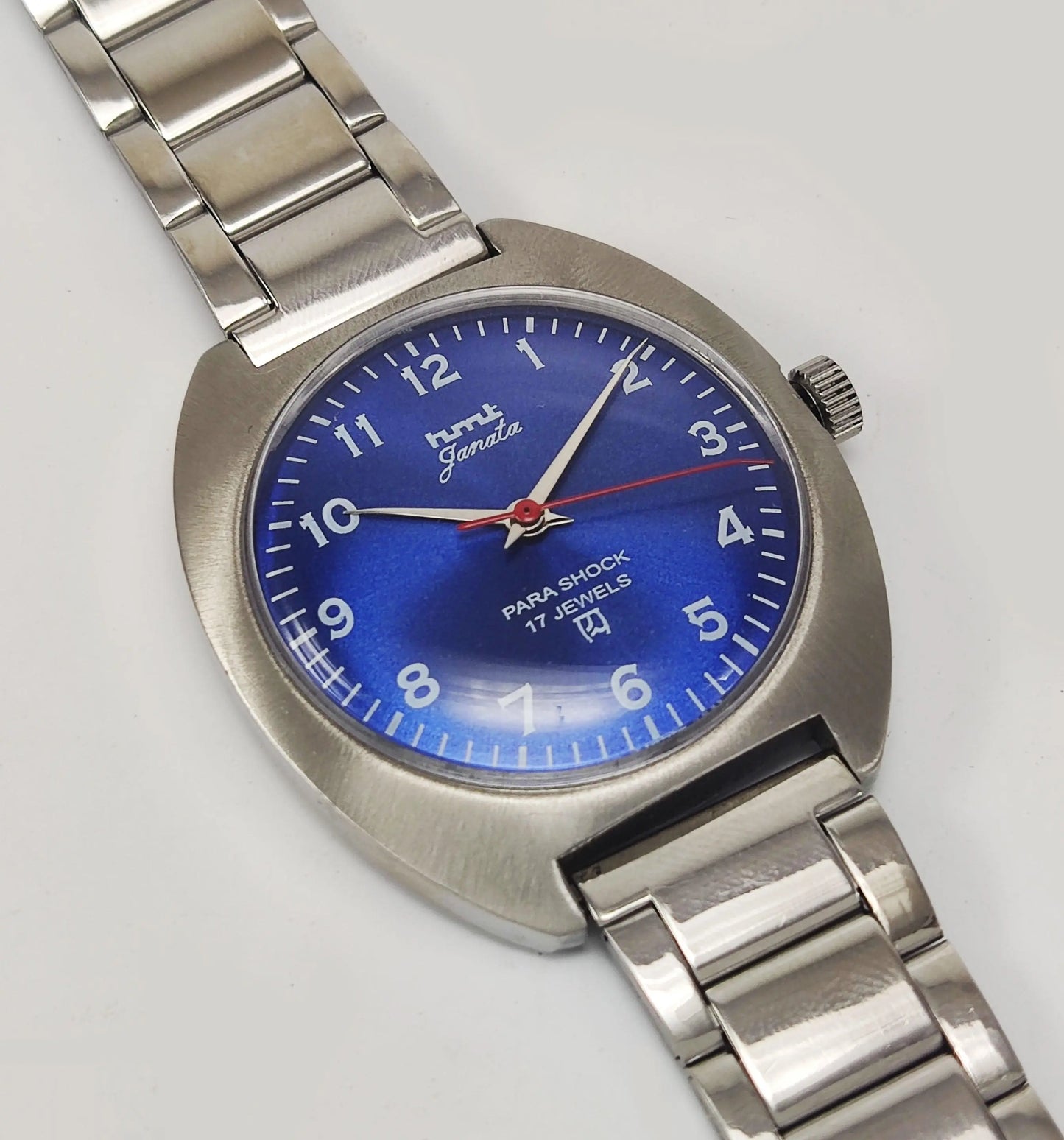 HMT Janata Para Shock 17 Jewels Blue Dial Mechanical Hand winding Men's Wrist Watch - Discover-Diamonds