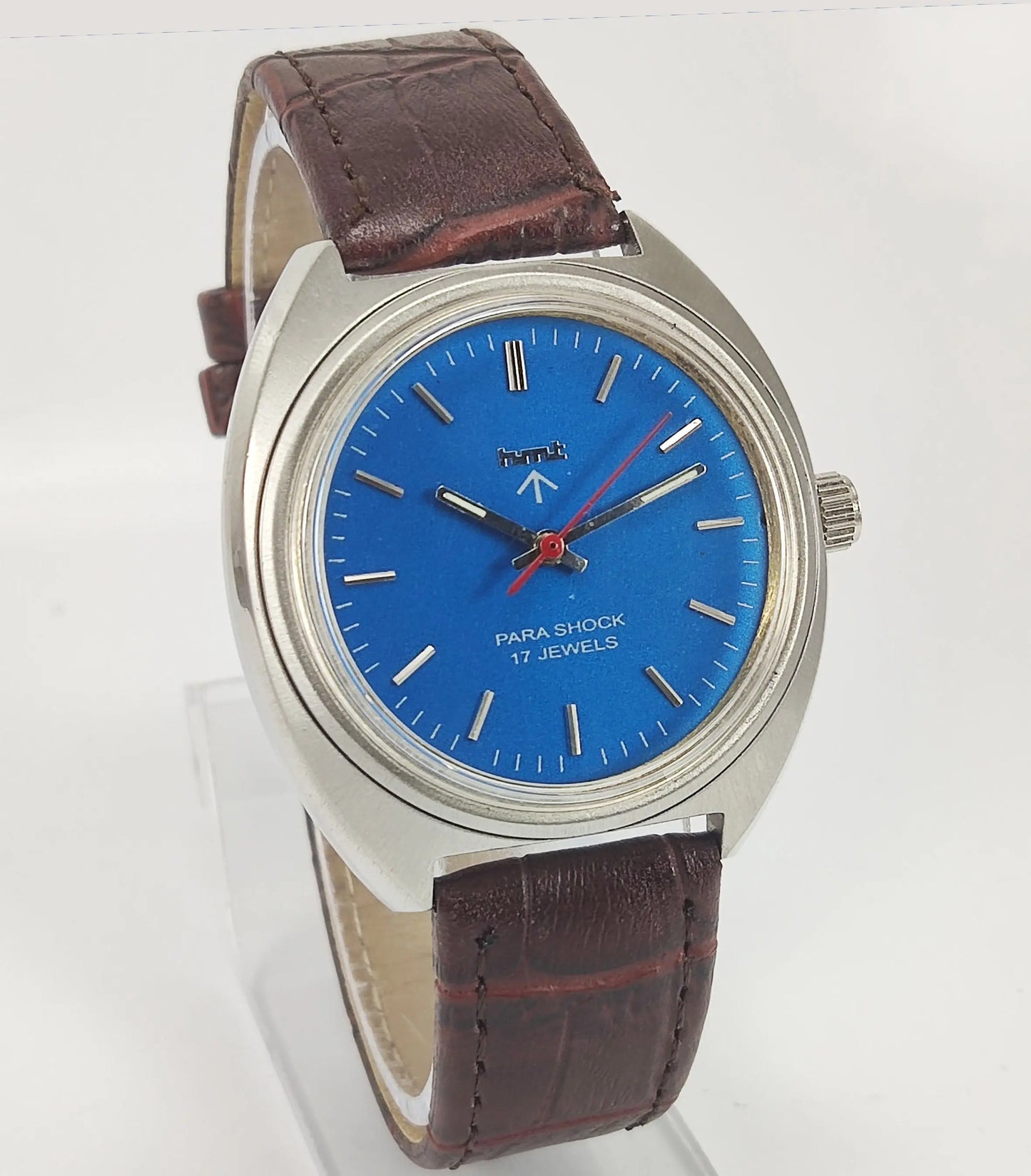 HMT Para Shock 17 Jewels Blue Dial Mechanical Handwinding Men's Watch Discover-Diamonds