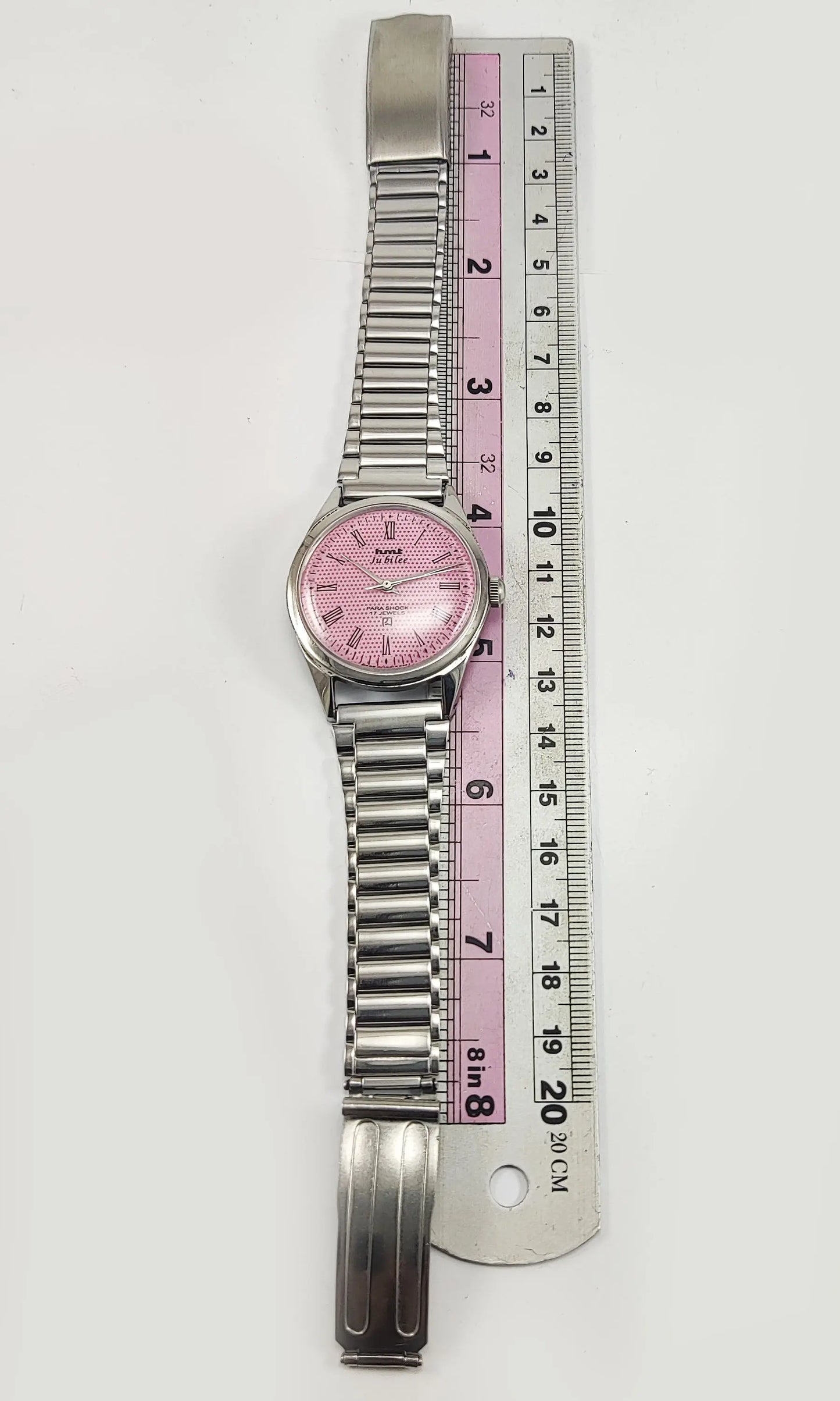 HMT Jubilee Para Shock 17 Jewels Pink Dial Mechanical Hand winding Men's Wrist Watch Discover-Diamonds