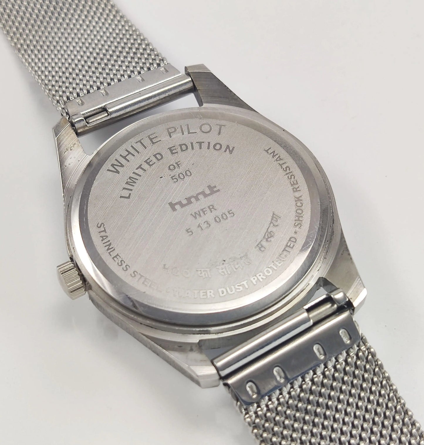 HMT Pilot Para Shock 17 Jewels White Dial Radium Hands Mechanical Hand winding Men's Wrist Watch - Discover-Diamonds