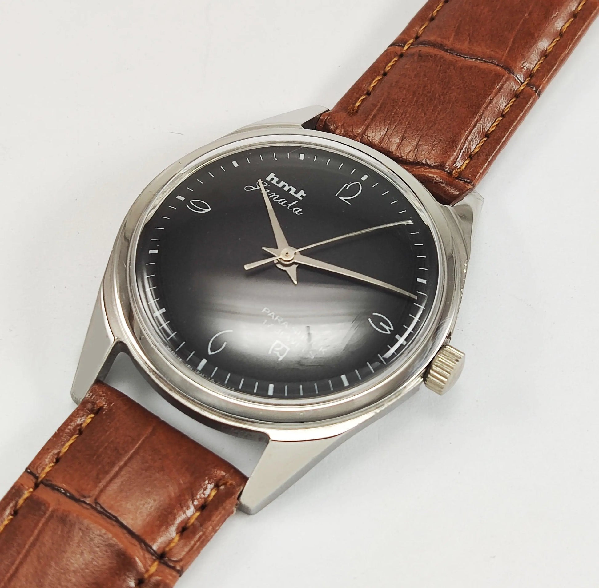 HMT Janata Para Shock 17 Jewels Black Dial Mechanical Hand winding Men's Wrist Watch - Discover-Diamonds