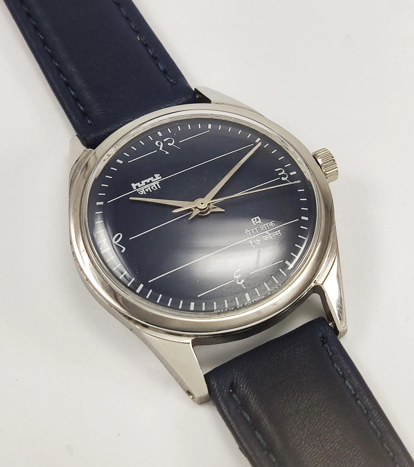 HMT Janata Para Shock 17 Jewels Navy Blue Dial Mechanical Hand winding Men's Wrist Watch - Discover-Diamonds