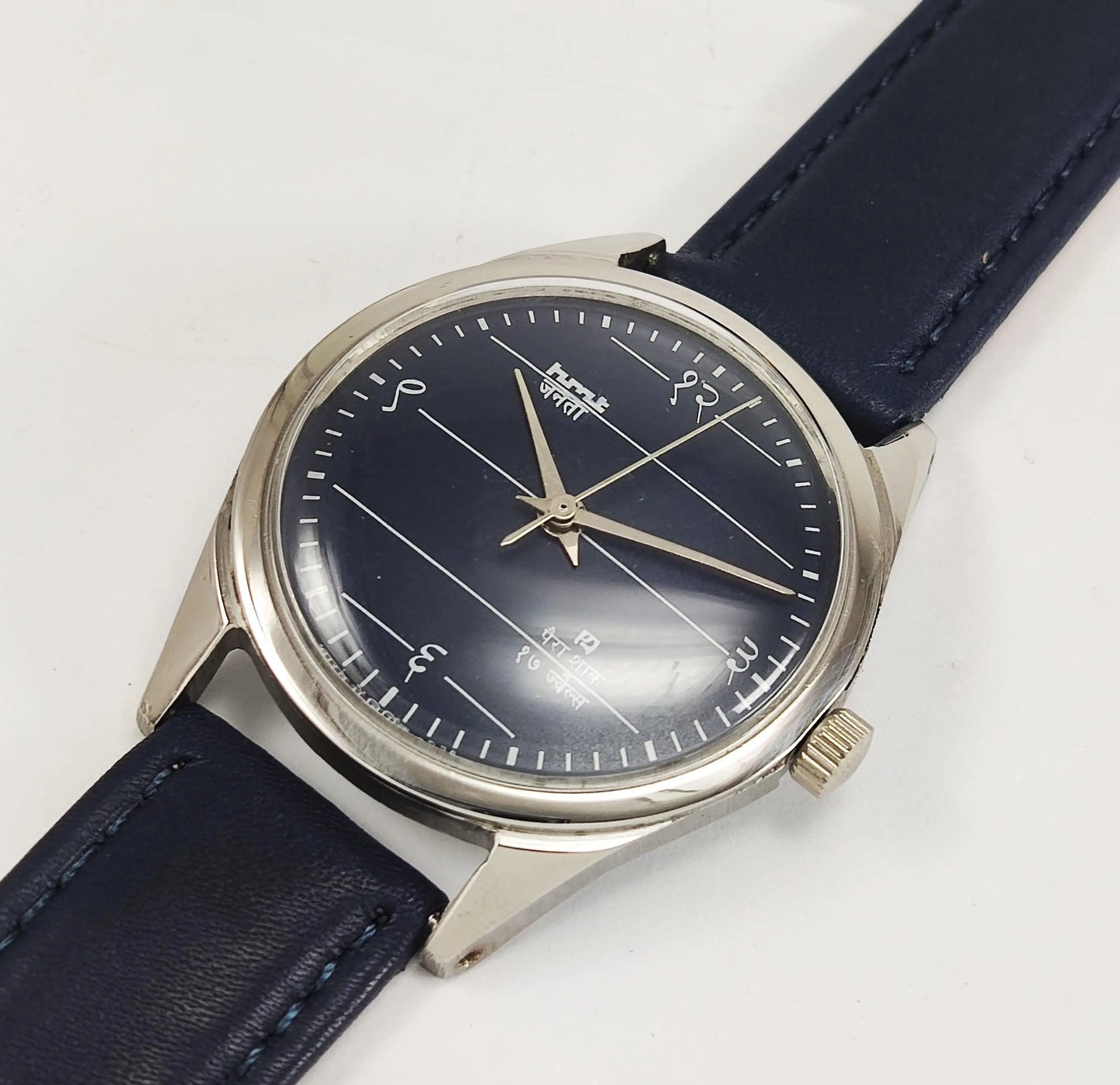 HMT Janata Para Shock 17 Jewels Navy Blue Dial Mechanical Hand winding Men's Wrist Watch - Discover-Diamonds