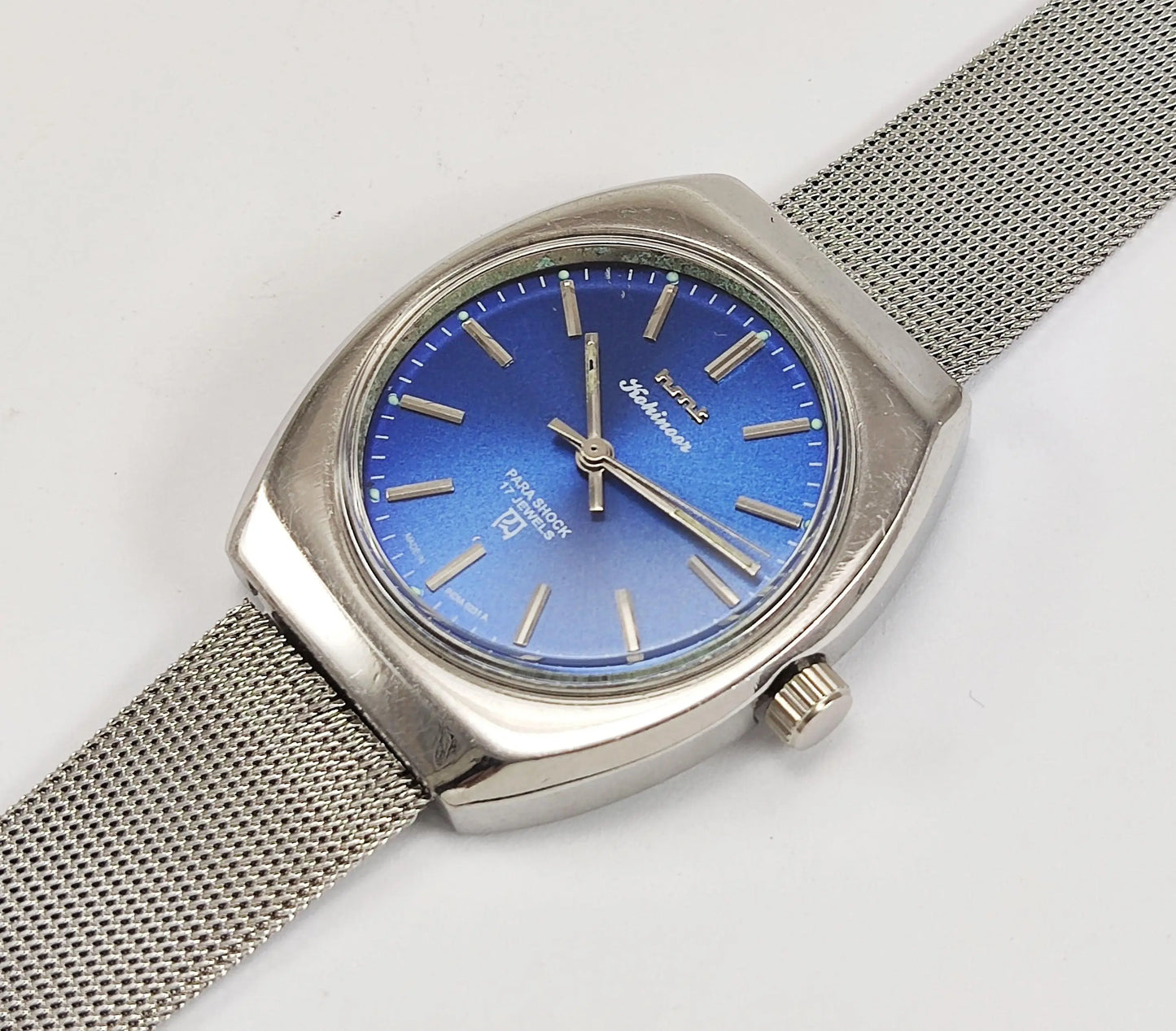 HMT Kohinoor Para Shock 17 Jewels Blue Dial Mechanical Hand winding Men's Wrist Watch - Discover-Diamonds