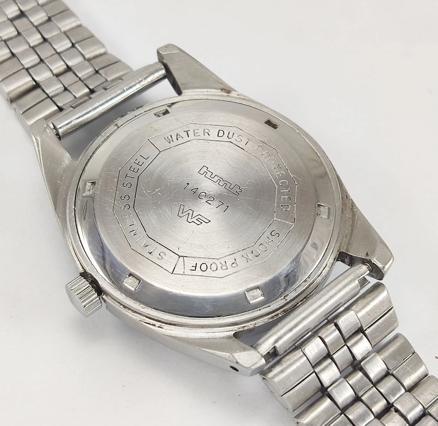 HMT Jubilee Para Shock 17 Jewels Blue Dial Mechanical Hand winding Men's Wrist Watch Discover-Diamonds