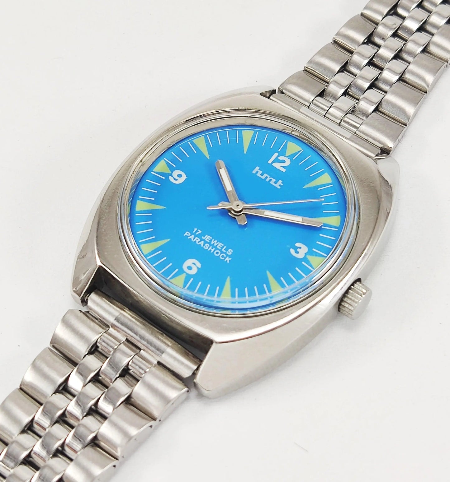 HMT Para Shock 17 Jewels Blue Dial Mechanical Hand winding Men's Wrist Watch - Discover-Diamonds