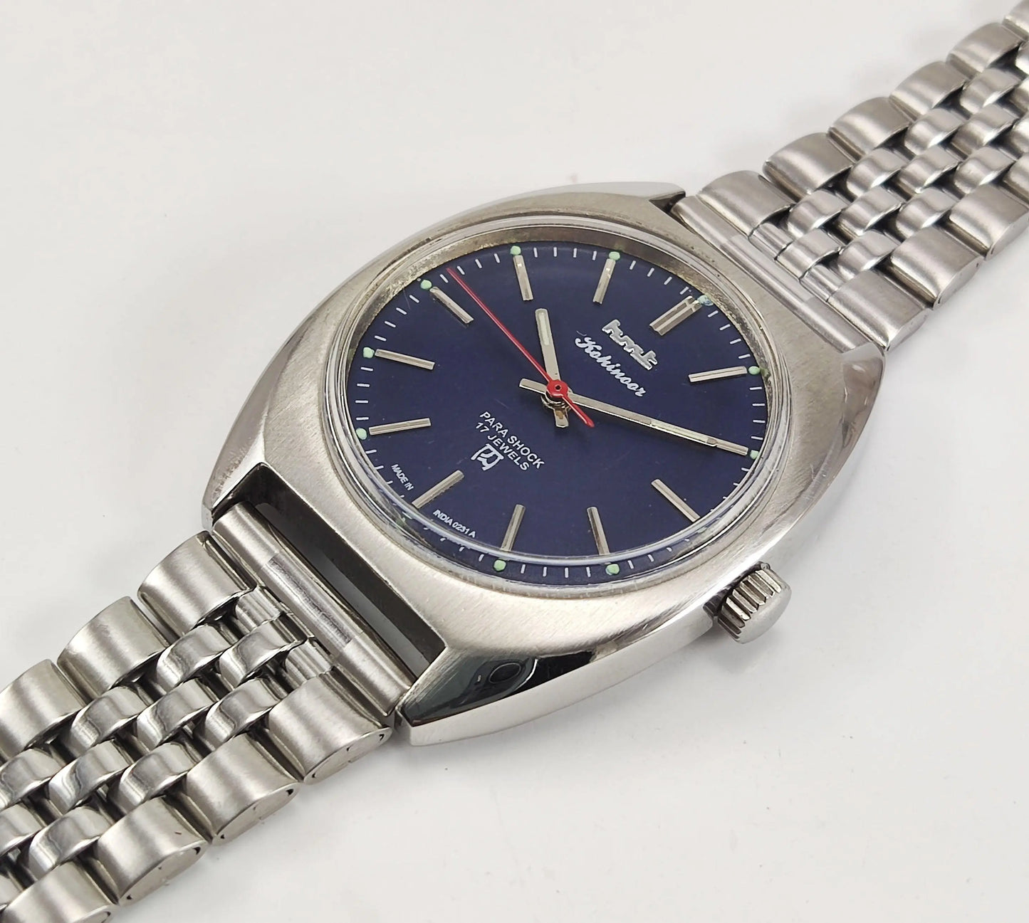 HMT Kohinoor Para Shock 17 Jewels Navy Blue Dial Mechanical Hand winding Men's Wrist Watch - Discover-Diamonds
