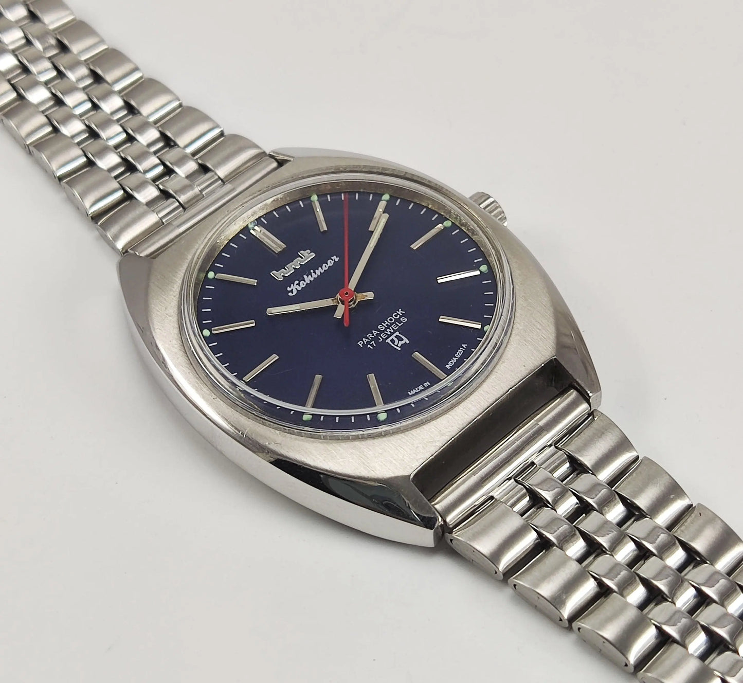 HMT Kohinoor Para Shock 17 Jewels Navy Blue Dial Mechanical Hand winding Men's Wrist Watch - Discover-Diamonds