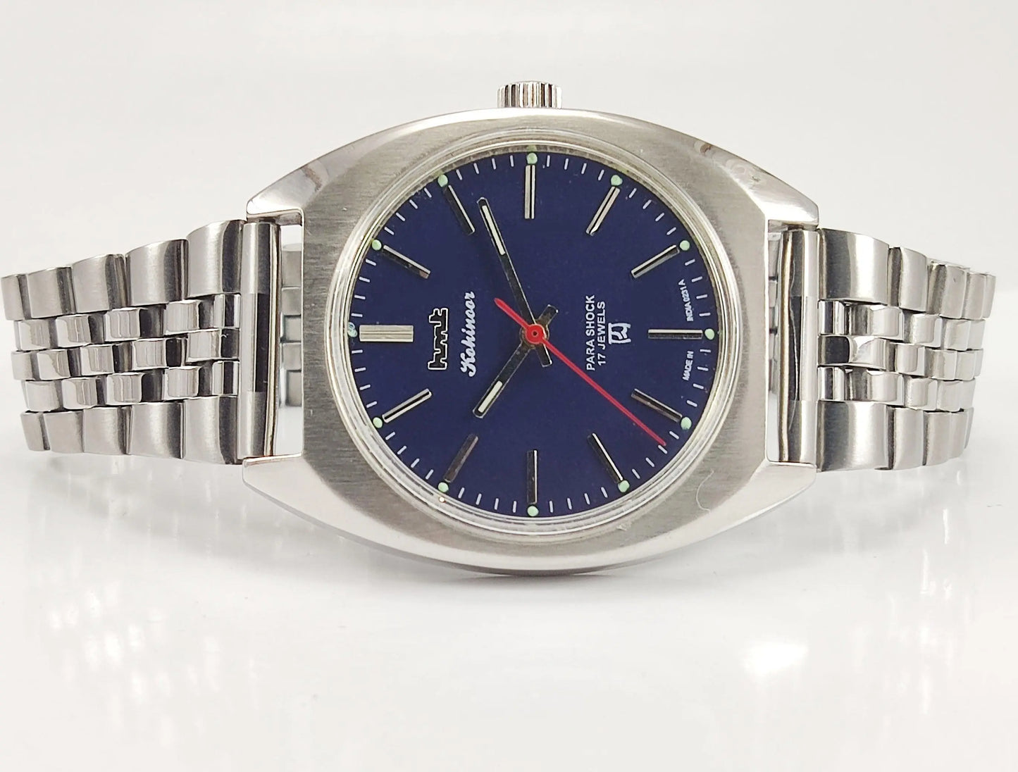 HMT Kohinoor Para Shock 17 Jewels Navy Blue Dial Mechanical Hand winding Men's Wrist Watch - Discover-Diamonds