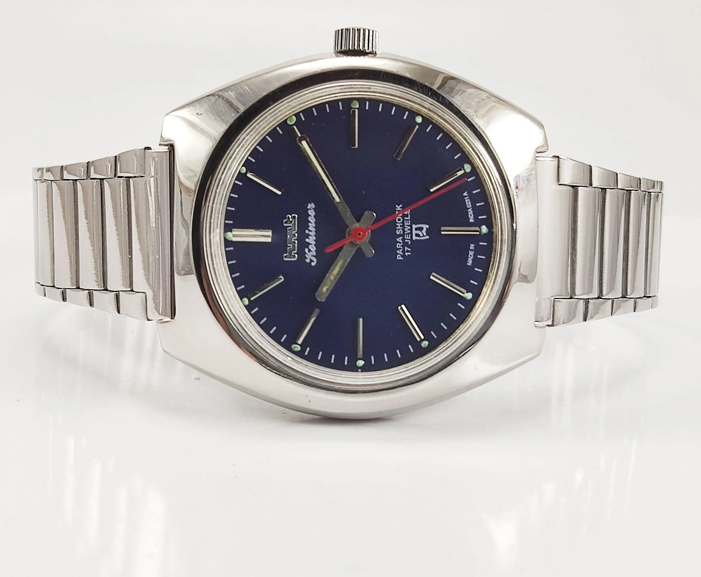 HMT Kohinoor Para Shock 17 Jewels Navy Blue Dial Mechanical Hand winding Men's Wrist Watch - Discover-Diamonds