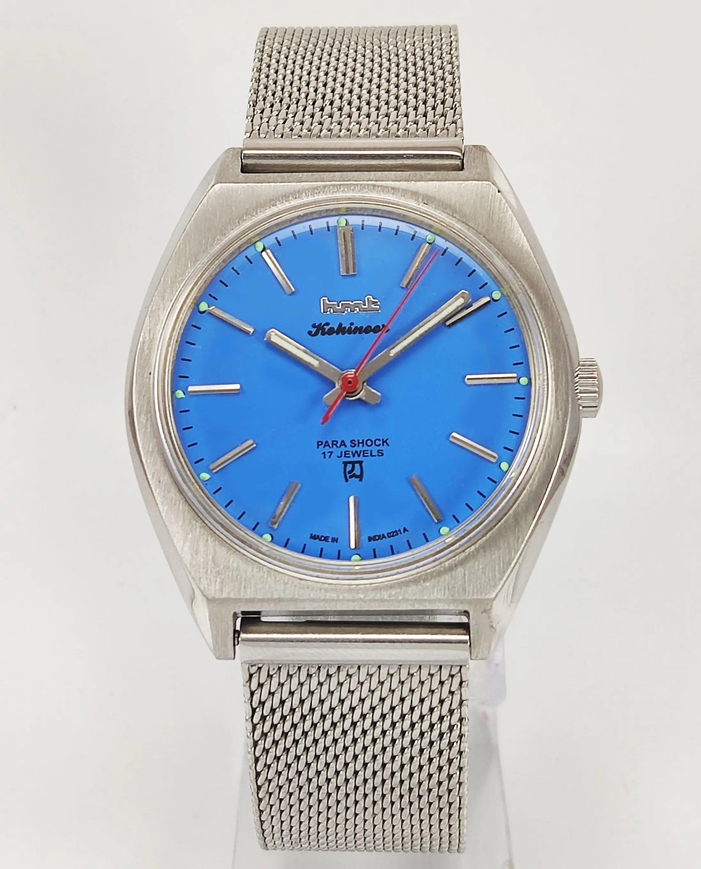 HMT Kohinoor Para Shock 17 Jewels Blue Dial Mechanical Hand winding Men's Wrist Watch - Discover-Diamonds