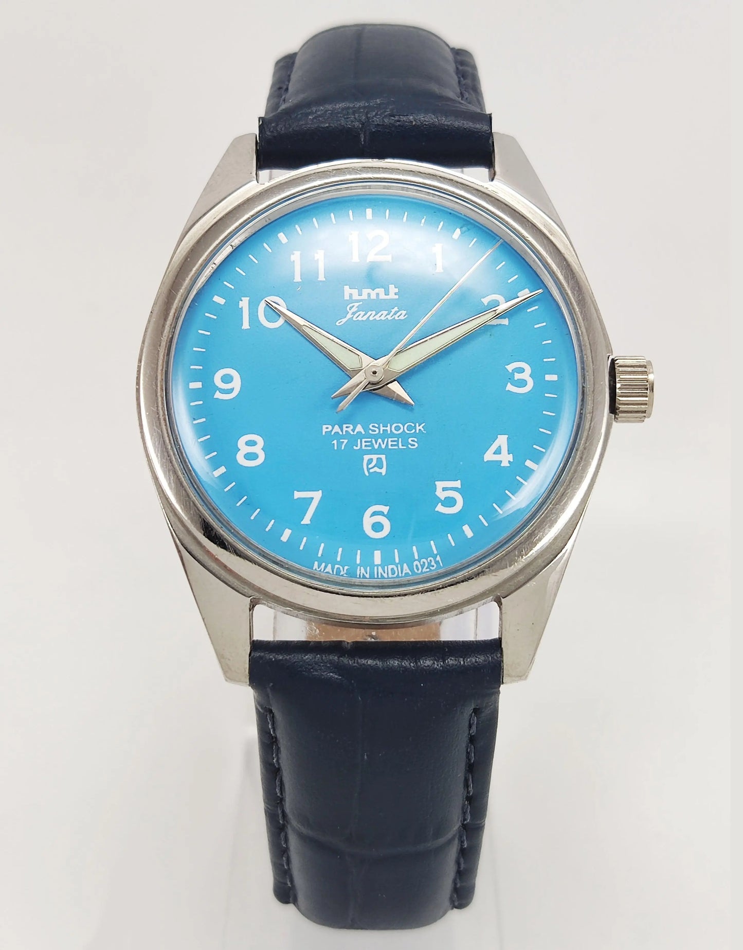 HMT Janata Para Shock 17 Jewels Radium Hands Blue Dial Mechanical Hand winding Men's Wrist Watch - Discover-Diamonds