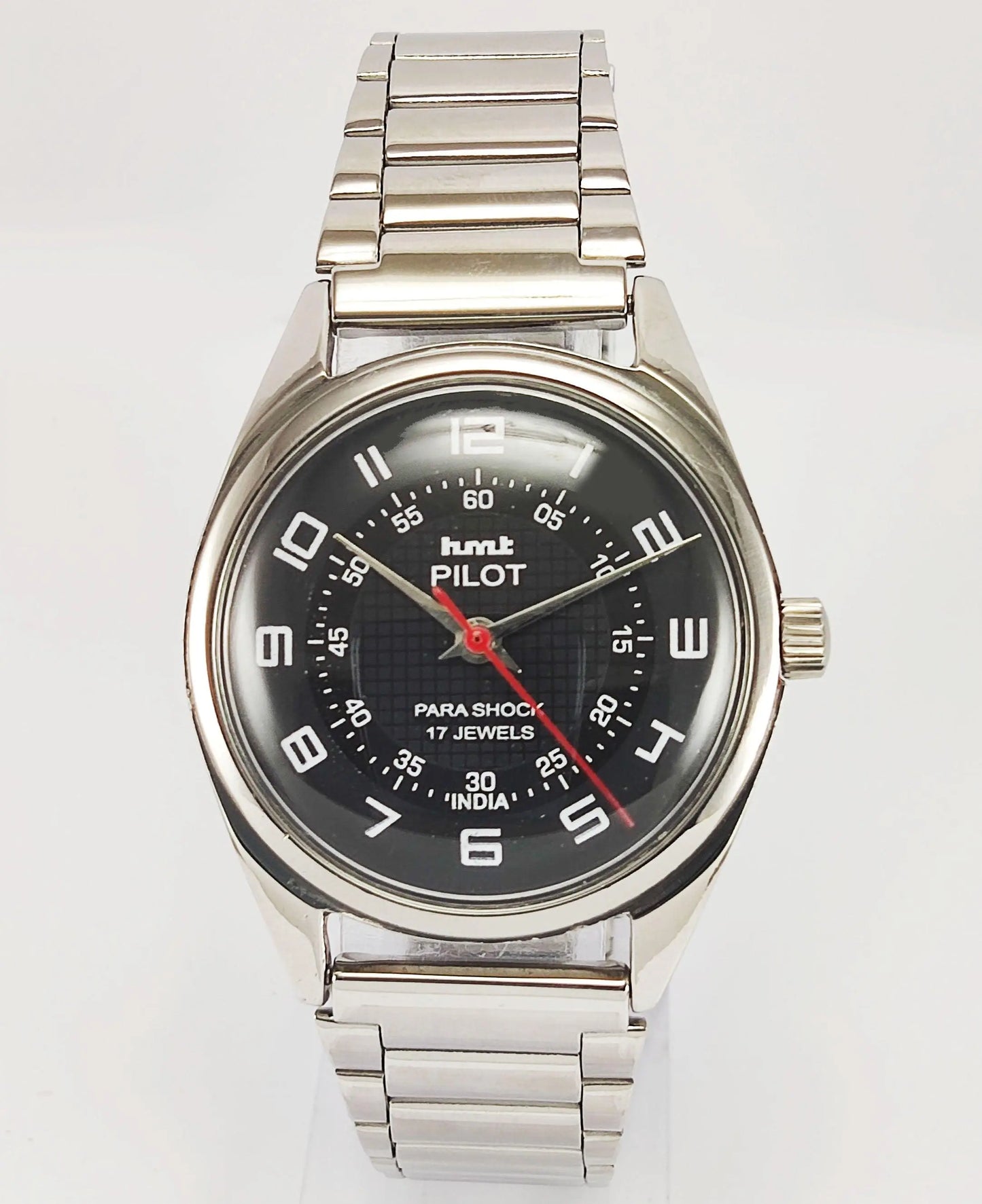 HMT Pilot Para Shock 17 Jewels Black Dial Mechanical Hand winding Men's Wrist Watch - Discover-Diamonds