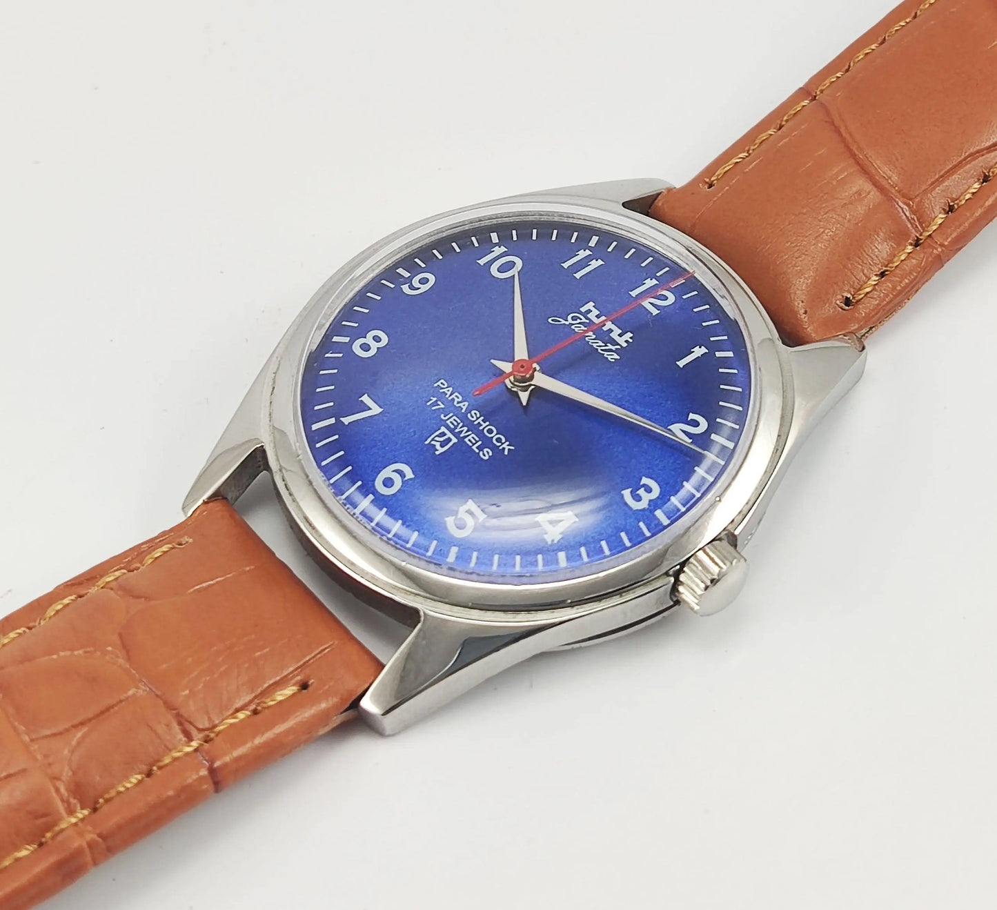 HMT Janata Para Shock 17 Jewels Blue Dial Mechanical Hand winding Men's Wrist Watch - Discover-Diamonds