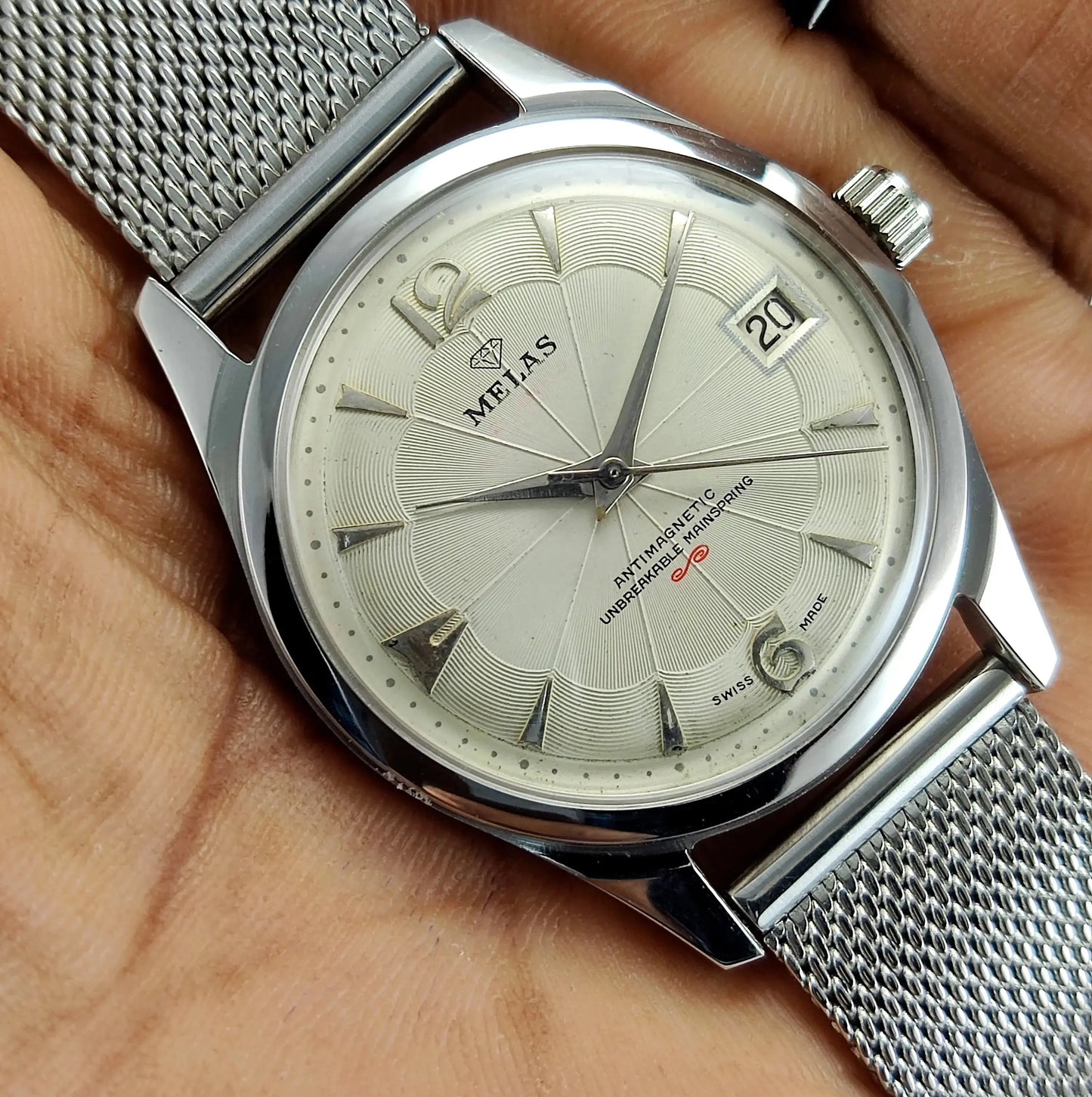 Melas Pearl Color Dial 17 Jewels Swiss Made Transparent Back Date Function Men's Hand-Winding Wrist Watch ST96 Discover-Diamonds