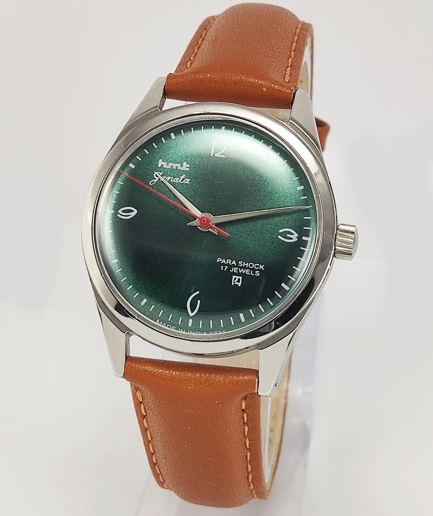 HMT Janata Para Shock 17 Jewels Green Dial Mechanical Hand winding Men's Wrist Watch - Discover-Diamonds