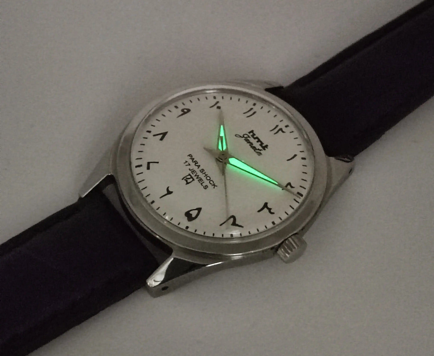 HMT Janata Para Shock 17 Jewels White Urdu / Arabic Dial Mechanical Hand winding Men's Wrist Watch Discover-Diamonds