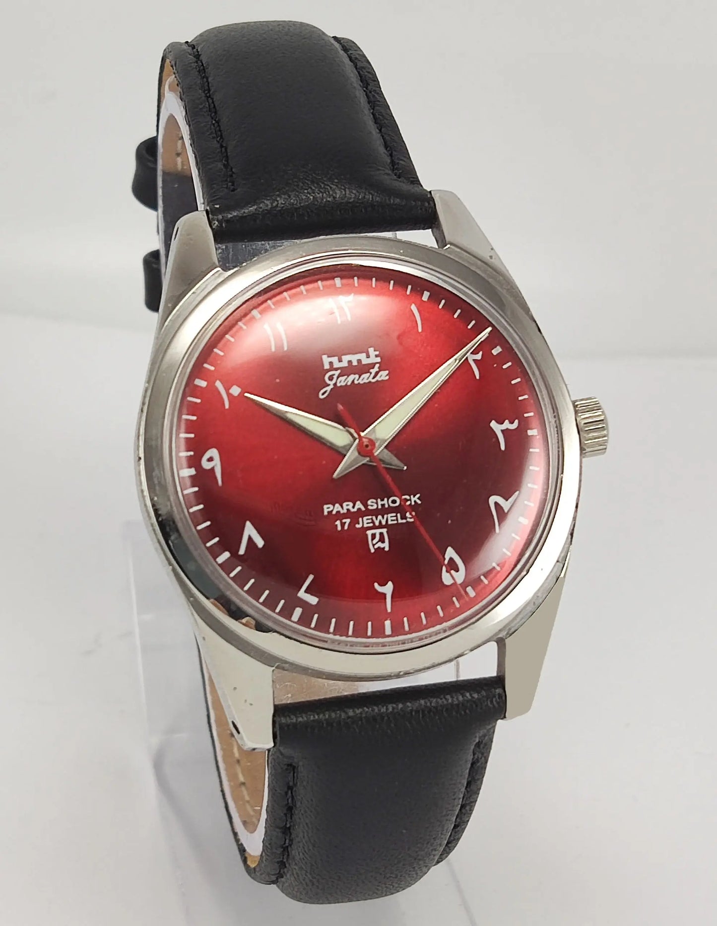 HMT Janata Para Shock 17 Jewels Maroon Red Urdu / Arabic Dial Mechanical Hand winding Men's Wrist Watch Discover-Diamonds