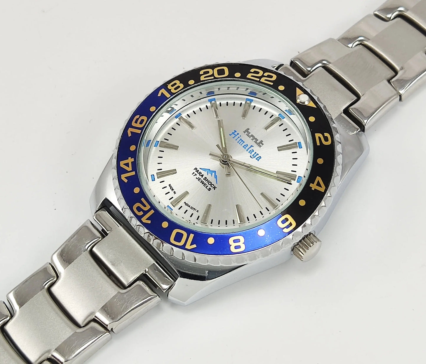 HMT Himalaya Para Shock 17 Jewels Silver Dial Transparent Back Mechanical Hand winding Men's Wrist Watch Discover-Diamonds