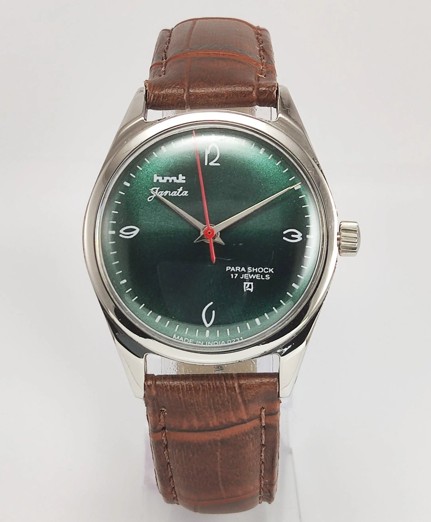 HMT Janata Para Shock 17 Jewels Green Dial Mechanical Hand winding Men's Wrist Watch - Discover-Diamonds