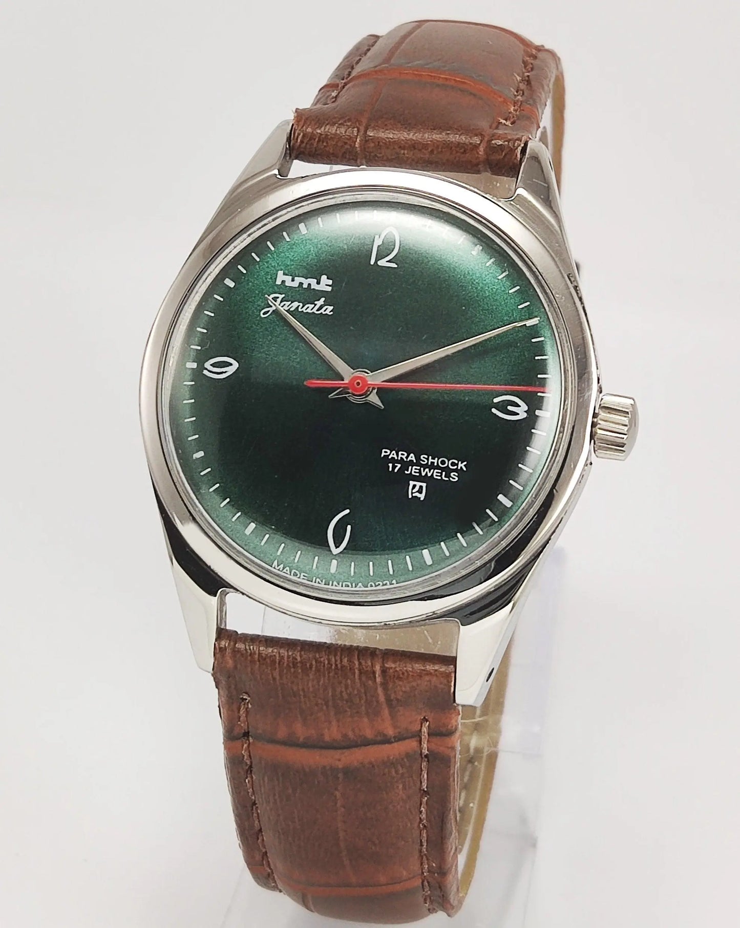 HMT Janata Para Shock 17 Jewels Green Dial Mechanical Hand winding Men's Wrist Watch - Discover-Diamonds