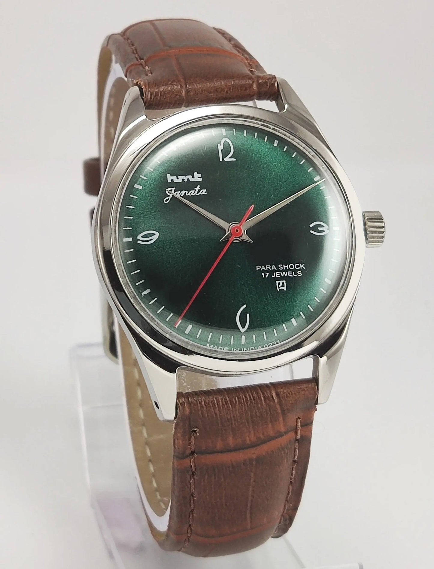 HMT Janata Para Shock 17 Jewels Green Dial Mechanical Hand winding Men's Wrist Watch - Discover-Diamonds