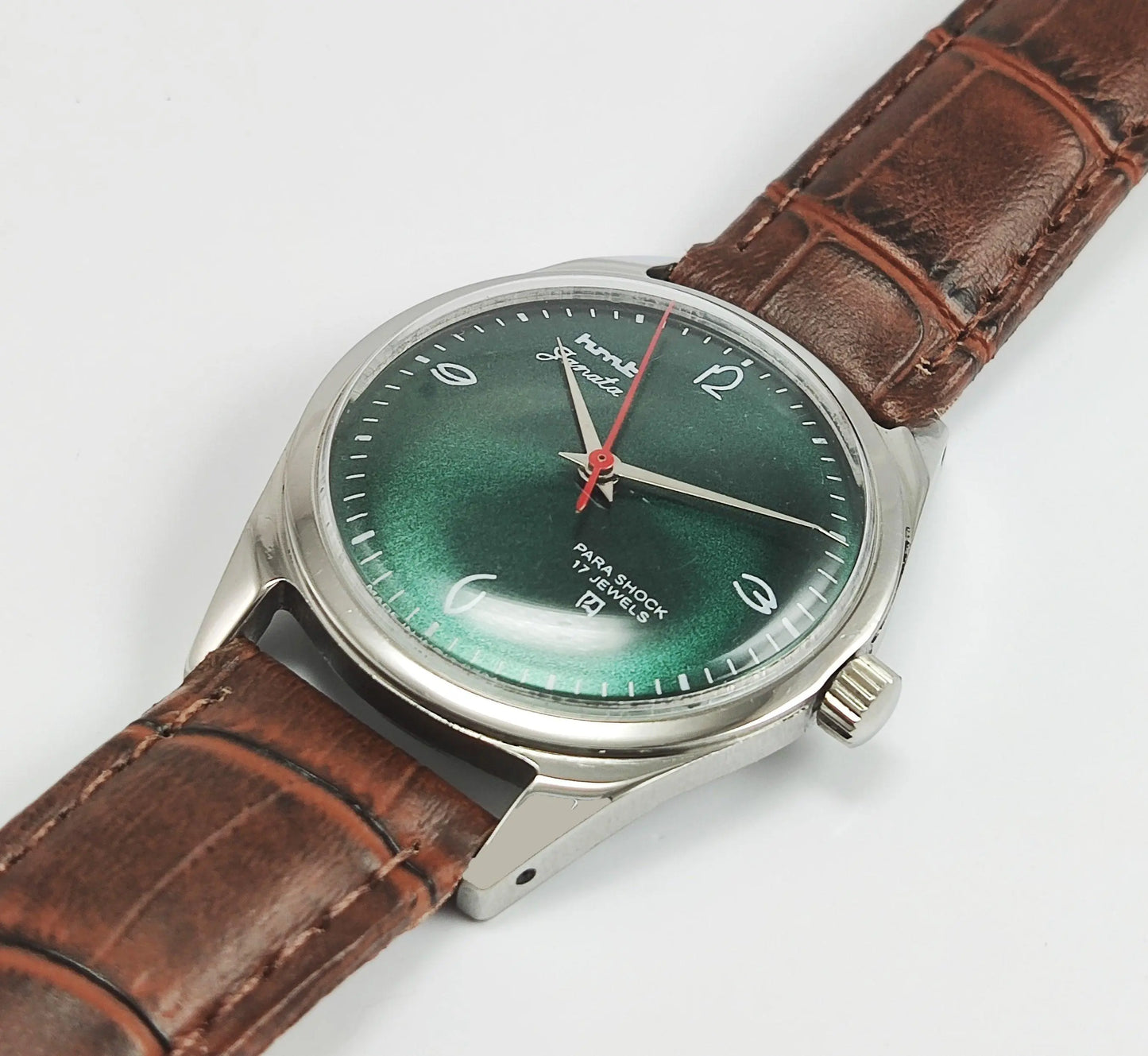 HMT Janata Para Shock 17 Jewels Green Dial Mechanical Hand winding Men's Wrist Watch - Discover-Diamonds