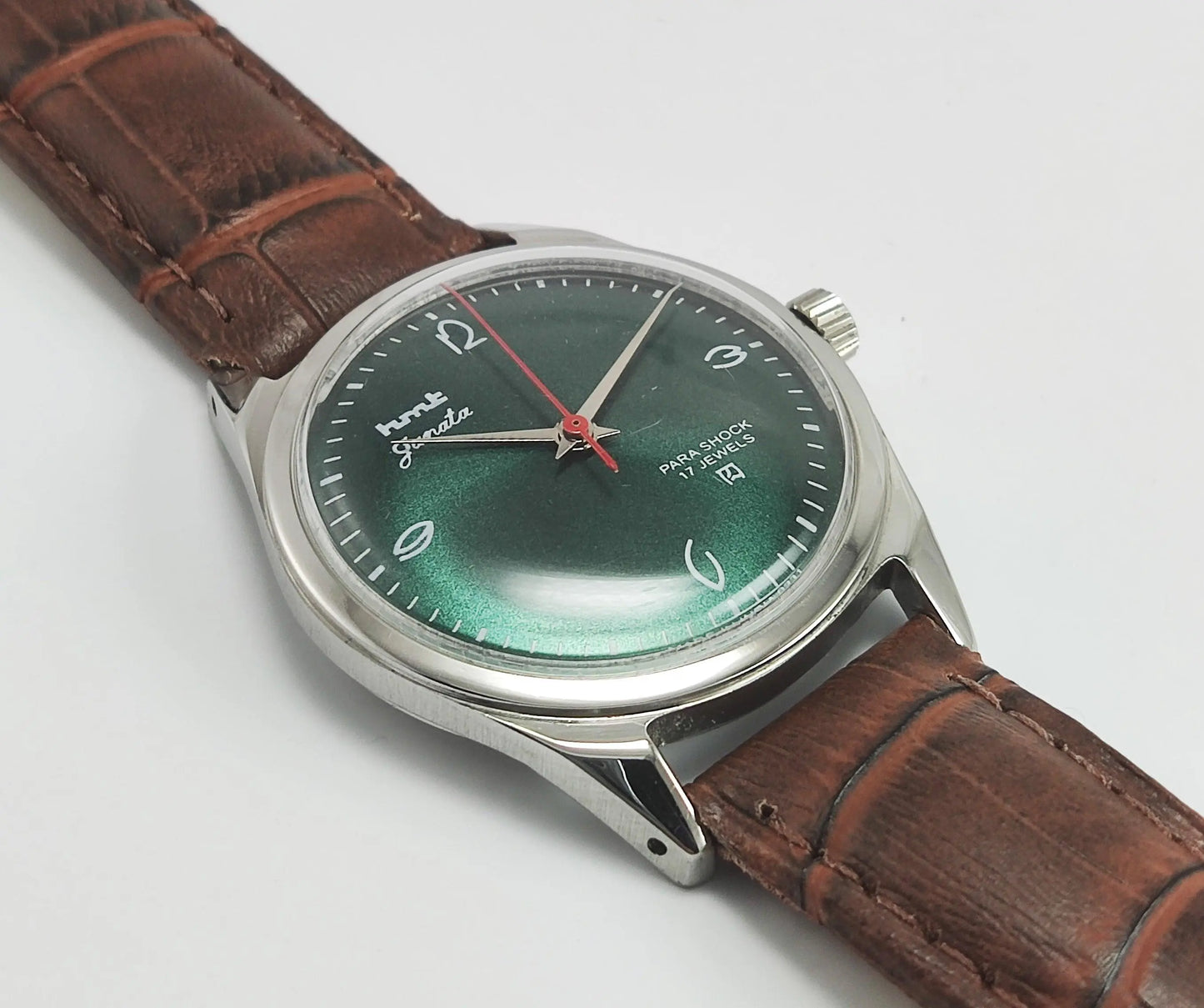 HMT Janata Para Shock 17 Jewels Green Dial Mechanical Hand winding Men's Wrist Watch - Discover-Diamonds
