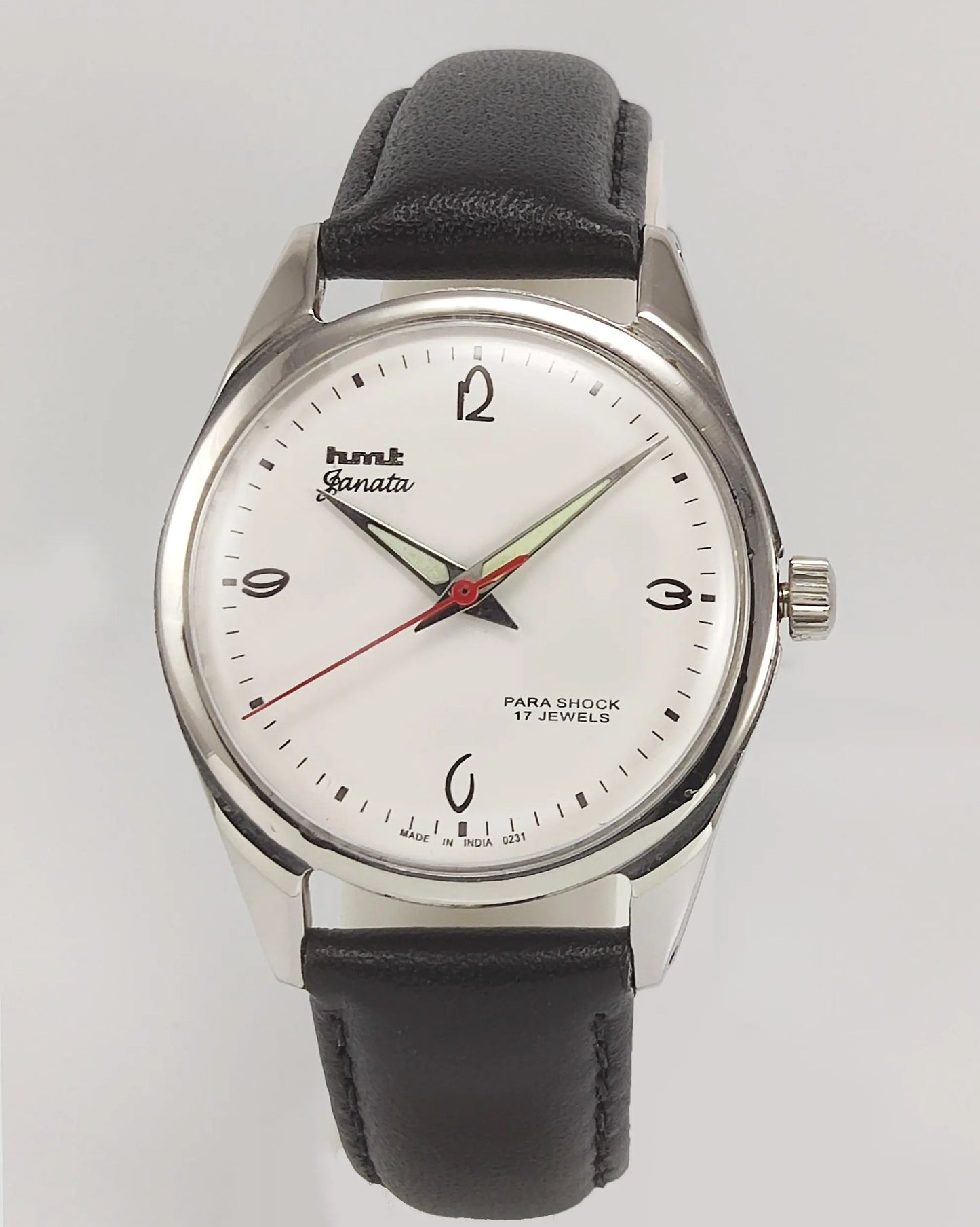 HMT Janata Para Shock 17 Jewels White Dial Mechanical Hand winding Men's Wrist Watch Discover-Diamonds