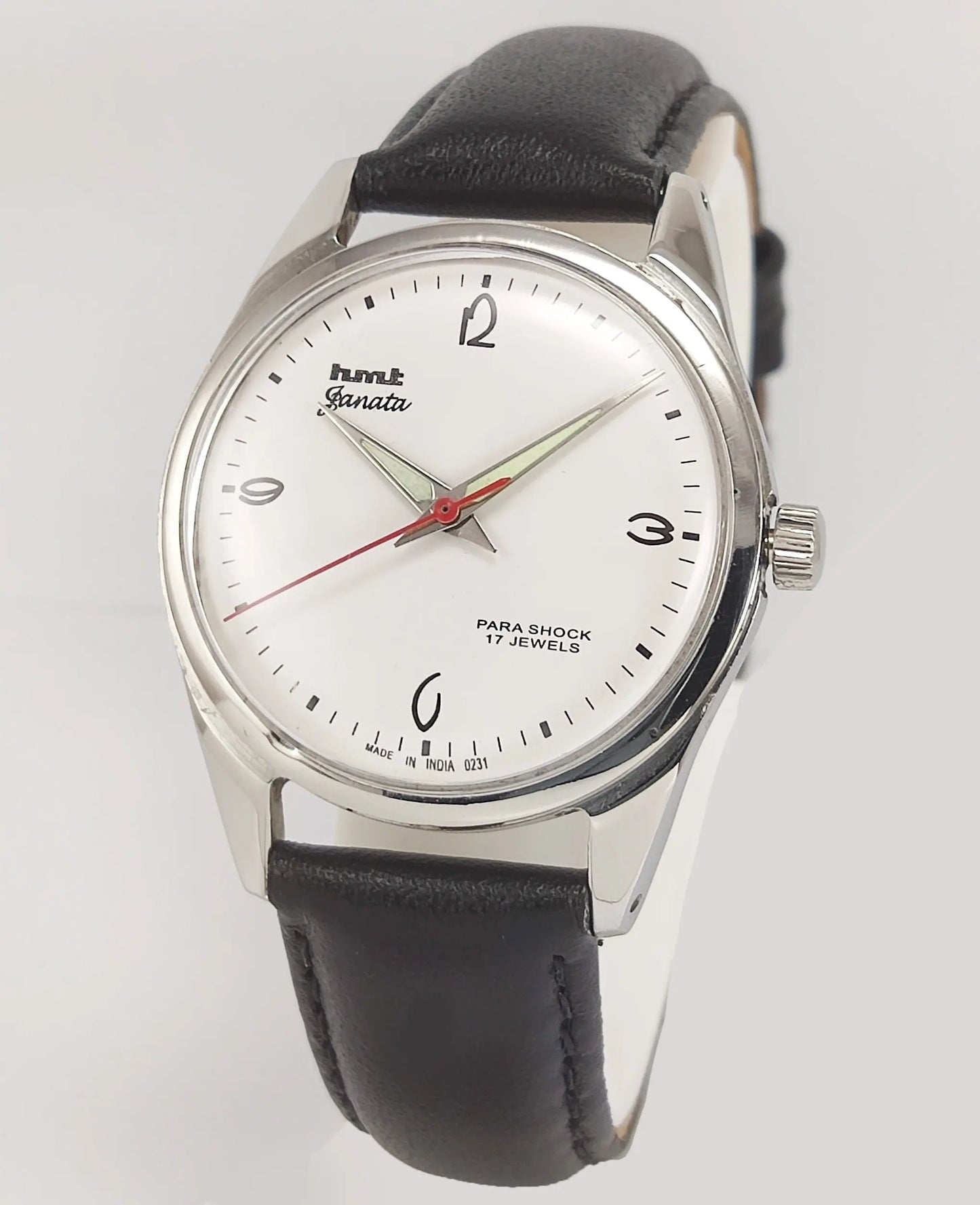 HMT Janata Para Shock 17 Jewels White Dial Mechanical Hand winding Men's Wrist Watch Discover-Diamonds