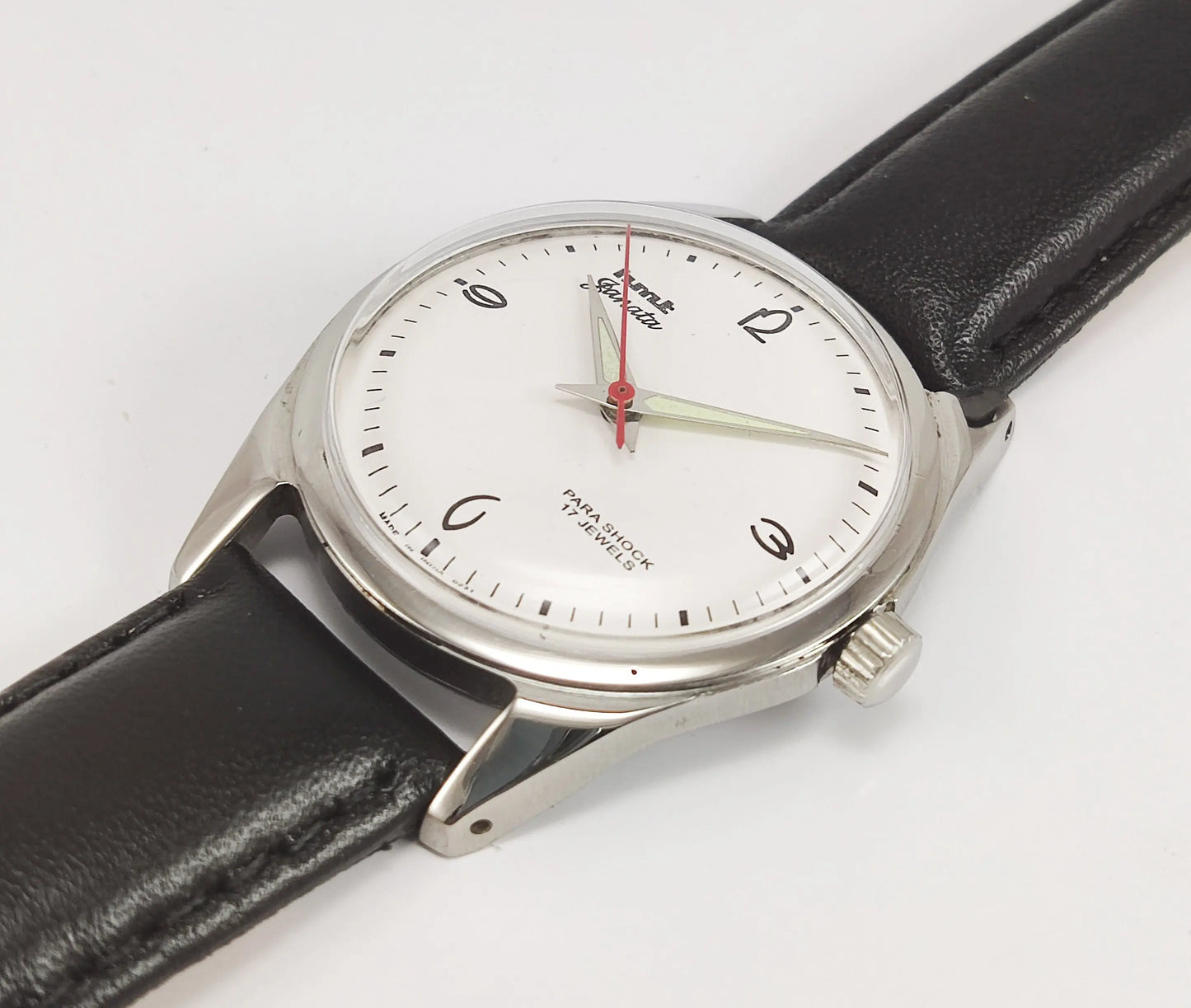 HMT Janata Para Shock 17 Jewels White Dial Mechanical Hand winding Men's Wrist Watch Discover-Diamonds