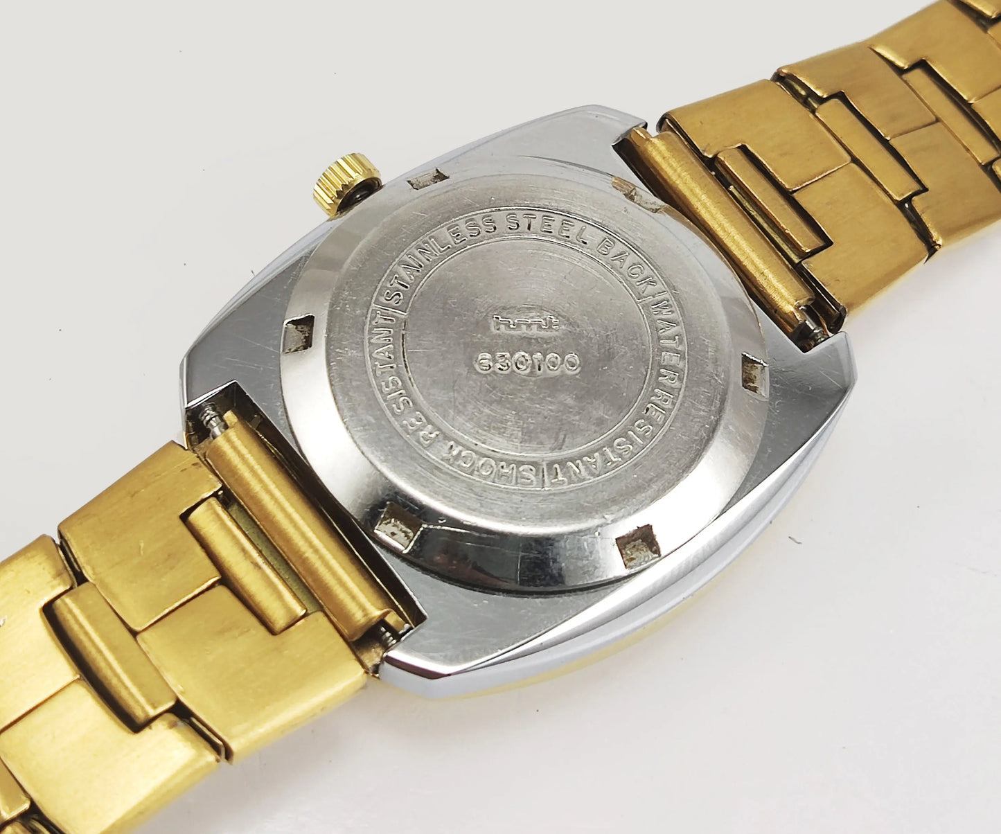 HMT Kanchan Para Shock 21 Jewels Golden Dial Day Date Function Mechanical Automatic Men's Wrist Watch Discover-Diamonds