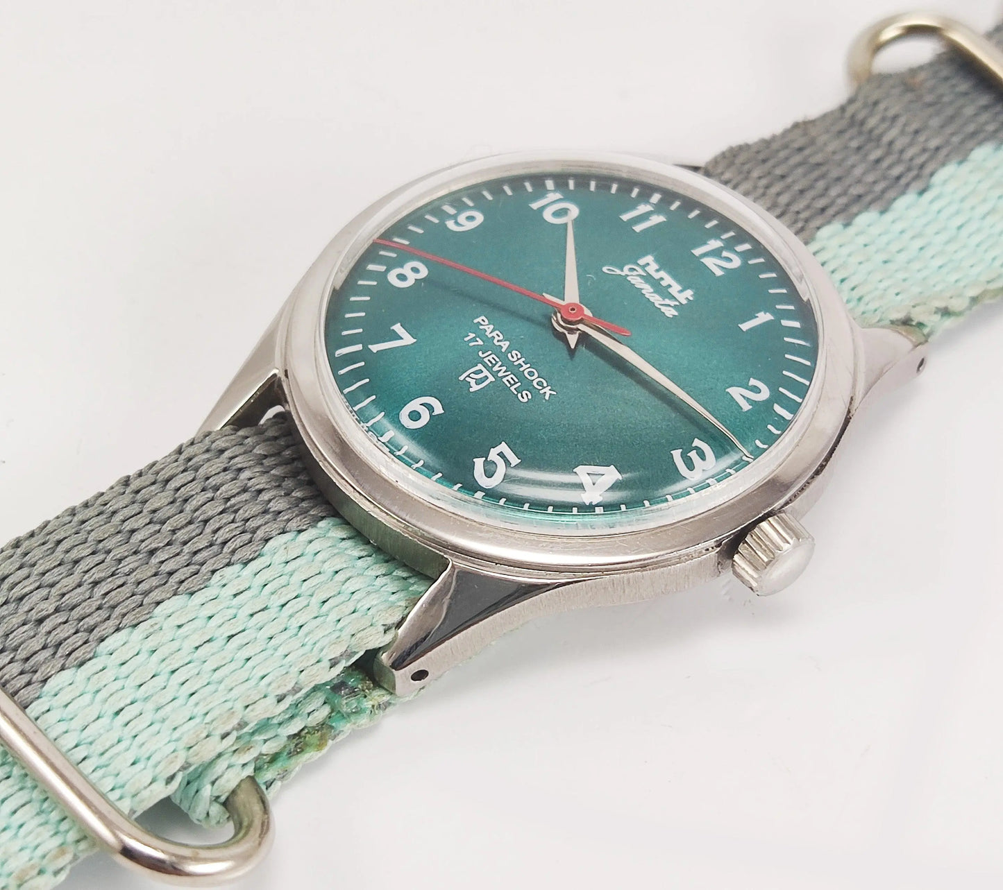 HMT Janata Para Shock 17 Jewels Peacock Green Dial Mechanical Hand winding Men's Wrist Watch - Discover-Diamonds