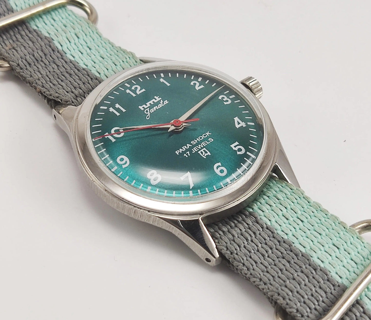 HMT Janata Para Shock 17 Jewels Peacock Green Dial Mechanical Hand winding Men's Wrist Watch - Discover-Diamonds