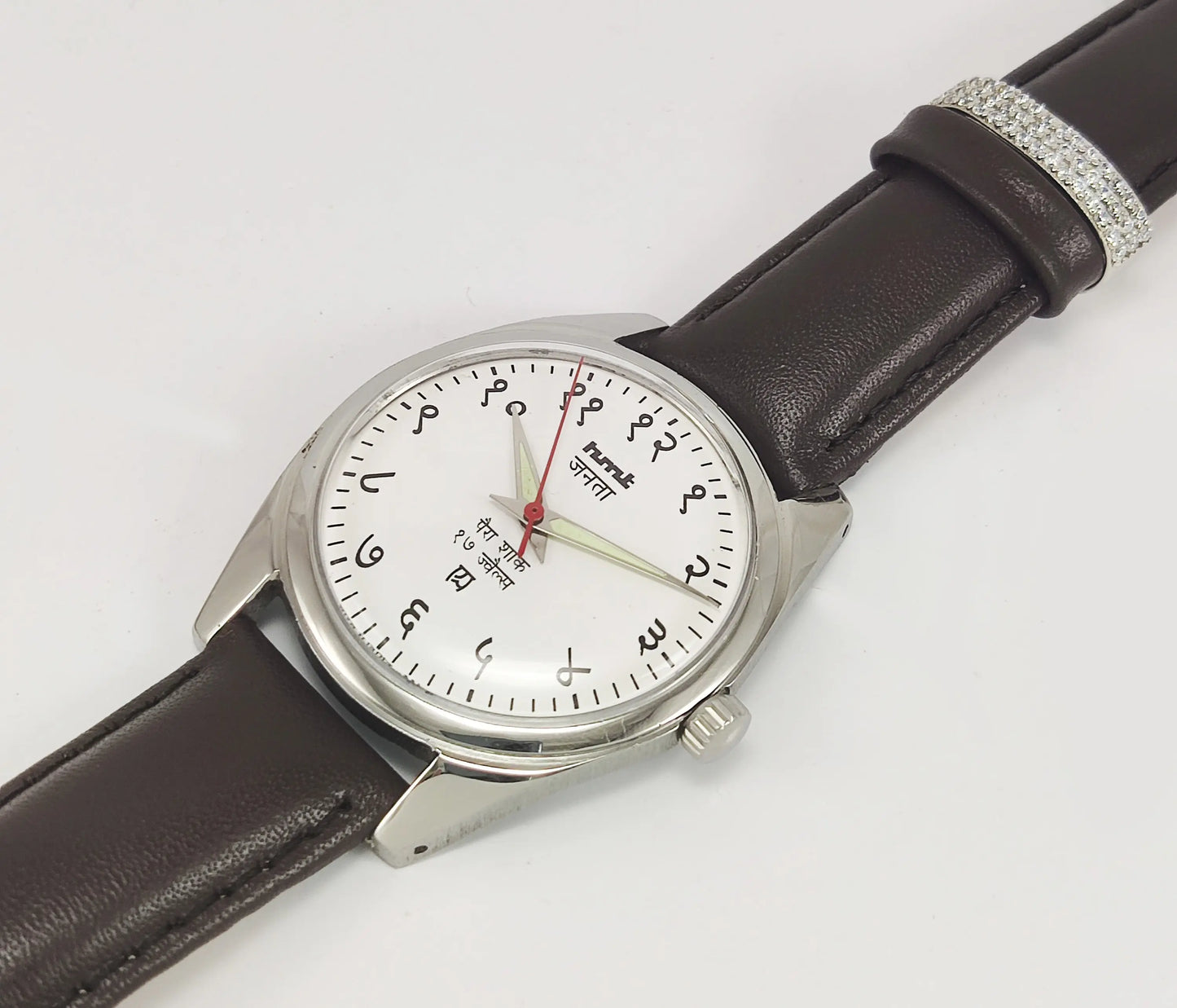 HMT Janata Para Shock 17 Jewels White Devanagari Dial Mechanical Hand winding Men's Wrist Watch Discover-Diamonds
