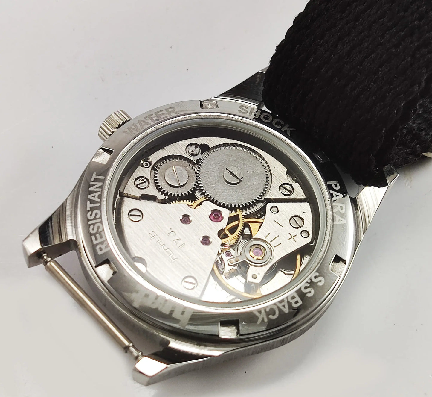 HMT Janata Para Shock 17 Jewels Golden Dial Transparent Back Mechanical Hand winding Men's Wrist Watch Discover-Diamonds