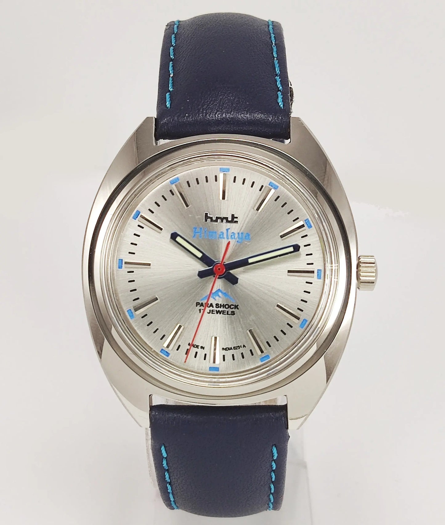 HMT Himalaya Para Shock 17 Jewels Silver Dial Transparent Back Mechanical Hand winding Men's Wrist Watch Discover-Diamonds