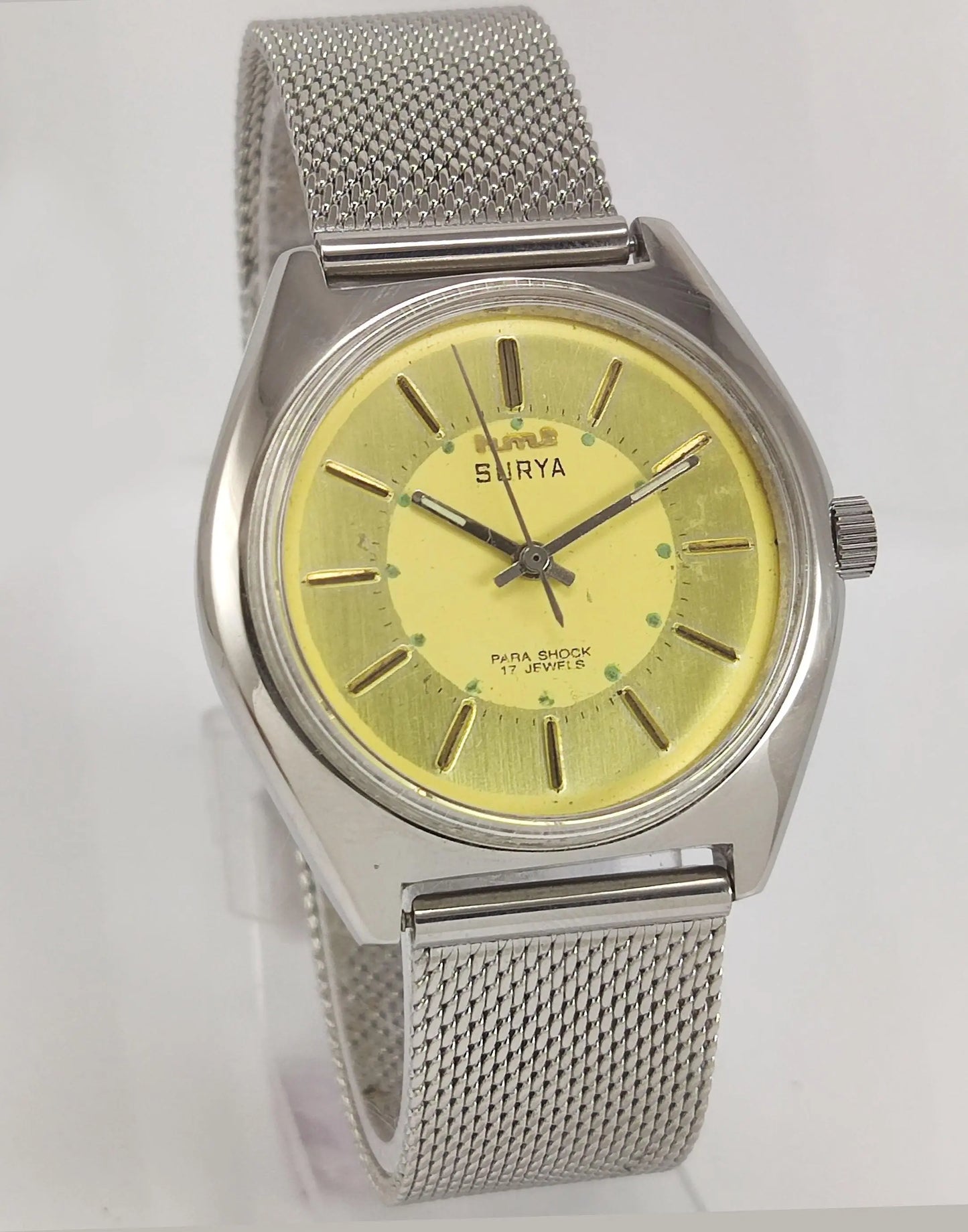 HMT Surya Para Shock 17 Jewels Golden Dial Mechanical Hand winding Men's Wrist Watch - Discover-Diamonds