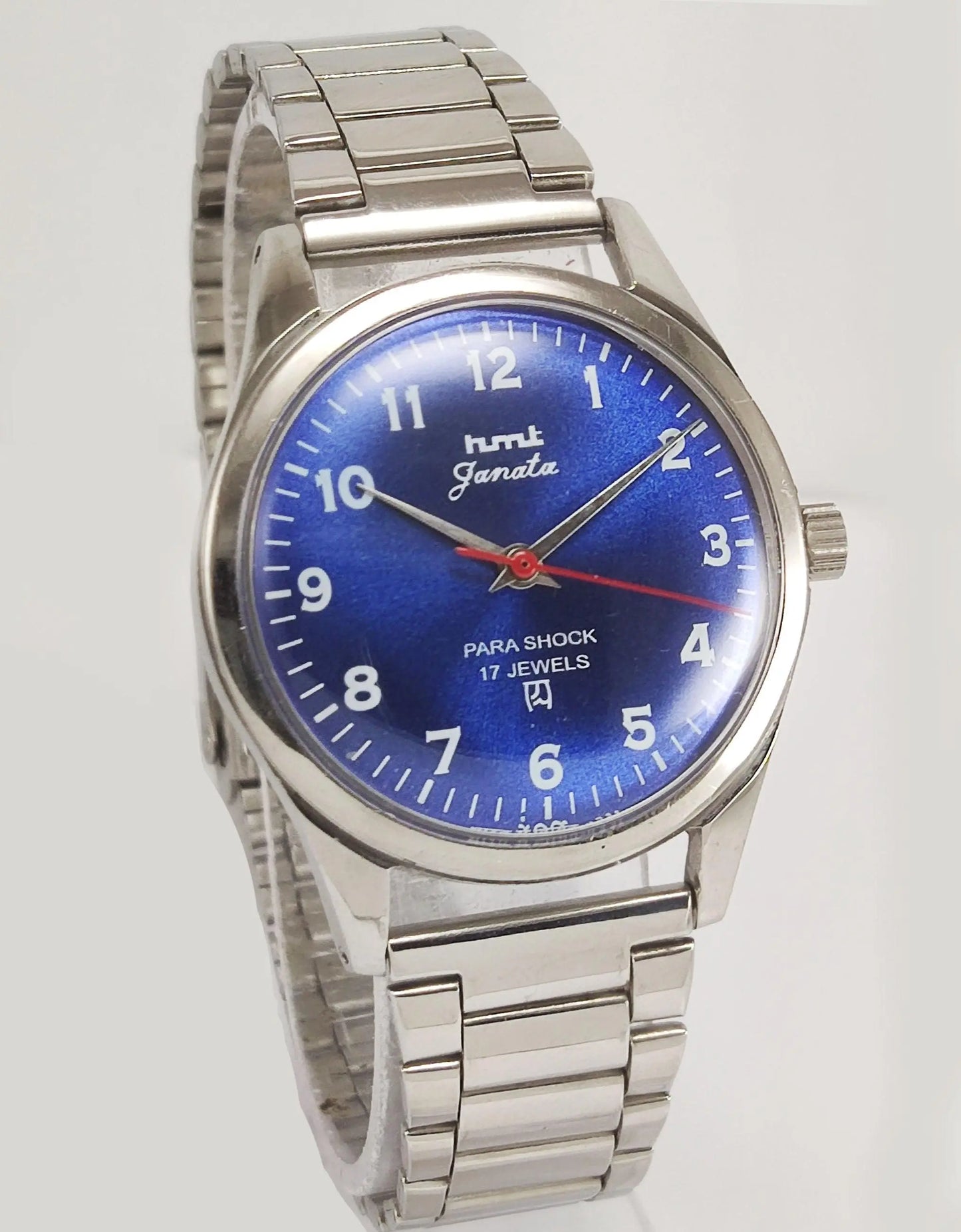 HMT Janata Para Shock 17 Jewels Blue Dial Mechanical Hand winding Men's Wrist Watch - Discover-Diamonds