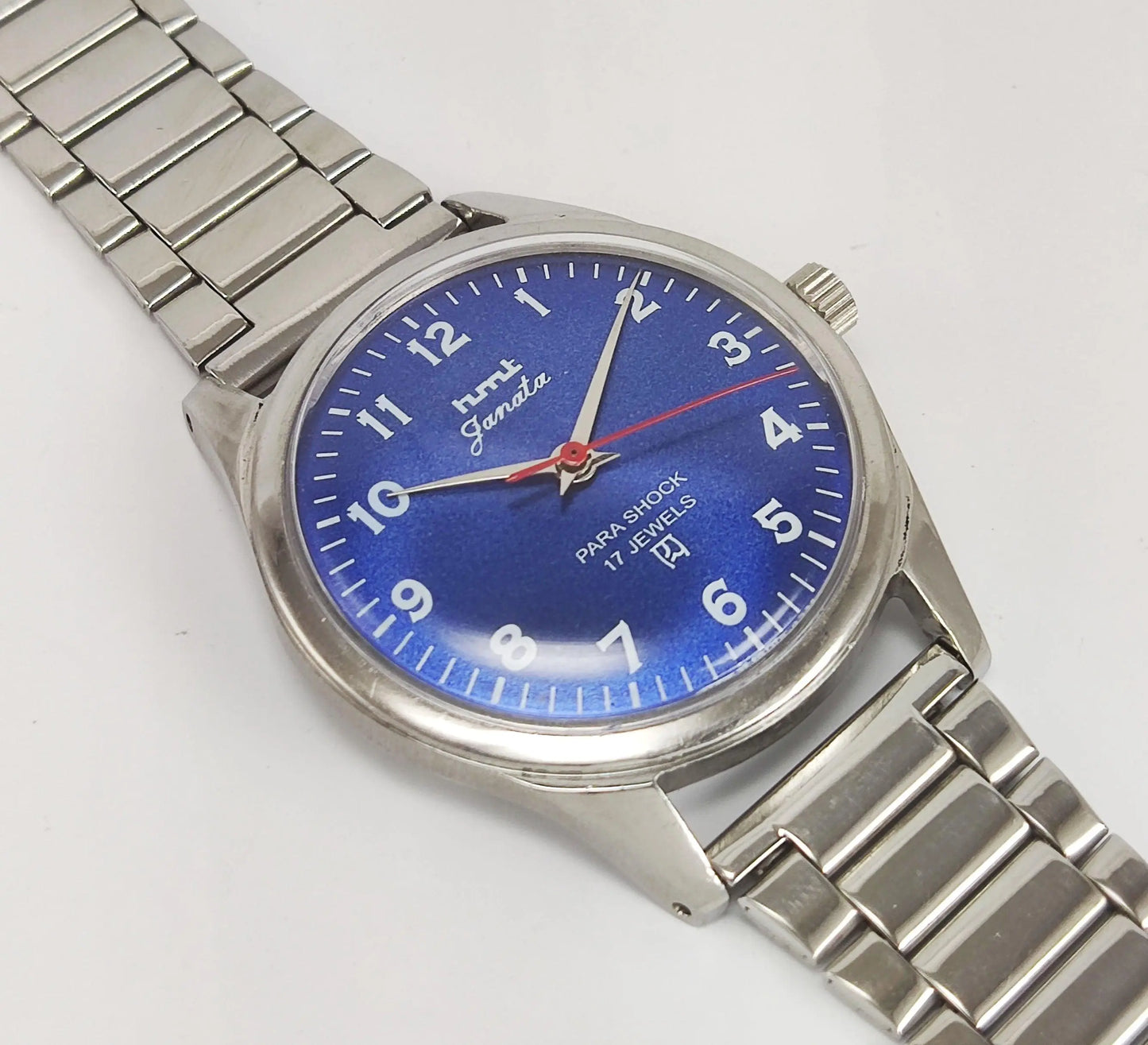 HMT Janata Para Shock 17 Jewels Blue Dial Mechanical Hand winding Men's Wrist Watch - Discover-Diamonds