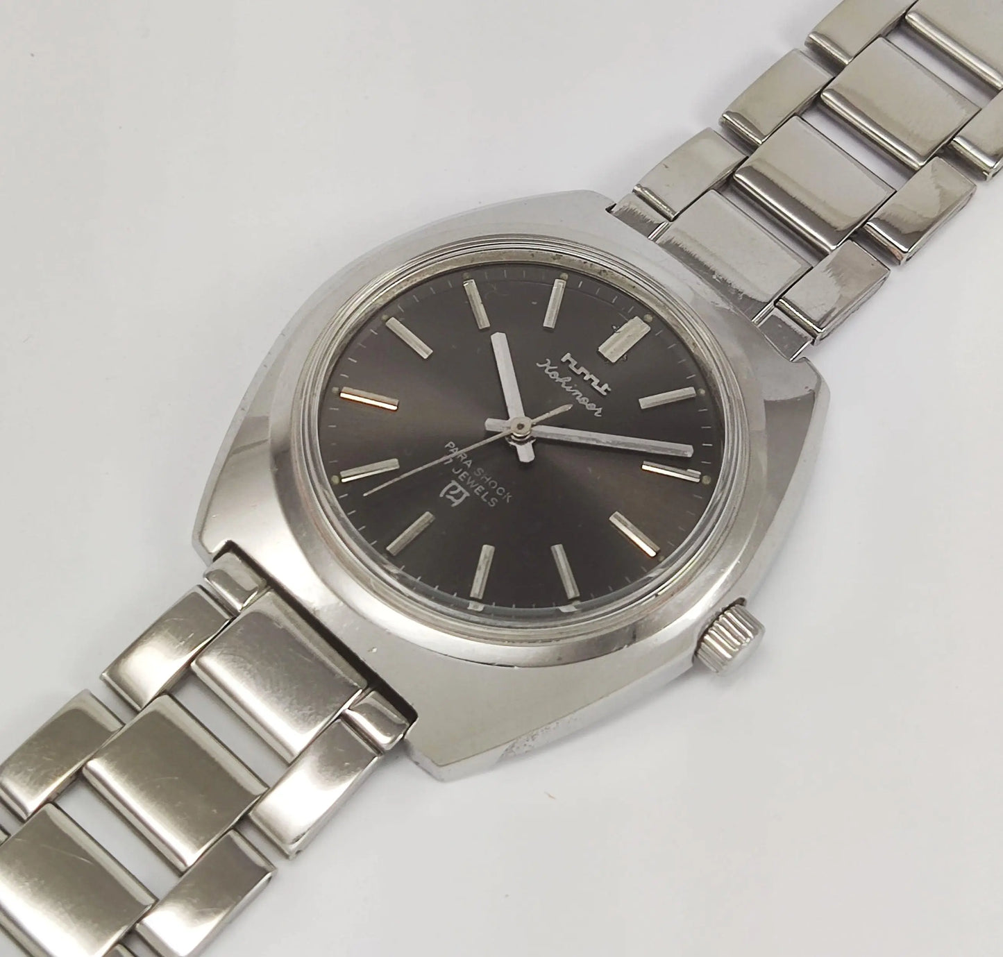 HMT Kohinoor Para Shock 17 Jewels Gray Dial Mechanical Hand winding Men's Wrist Watch - Discover-Diamonds