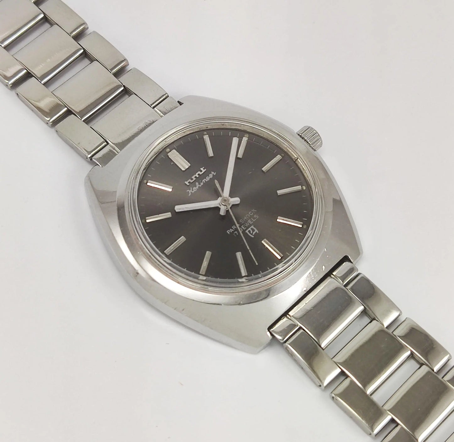 HMT Kohinoor Para Shock 17 Jewels Gray Dial Mechanical Hand winding Men's Wrist Watch - Discover-Diamonds