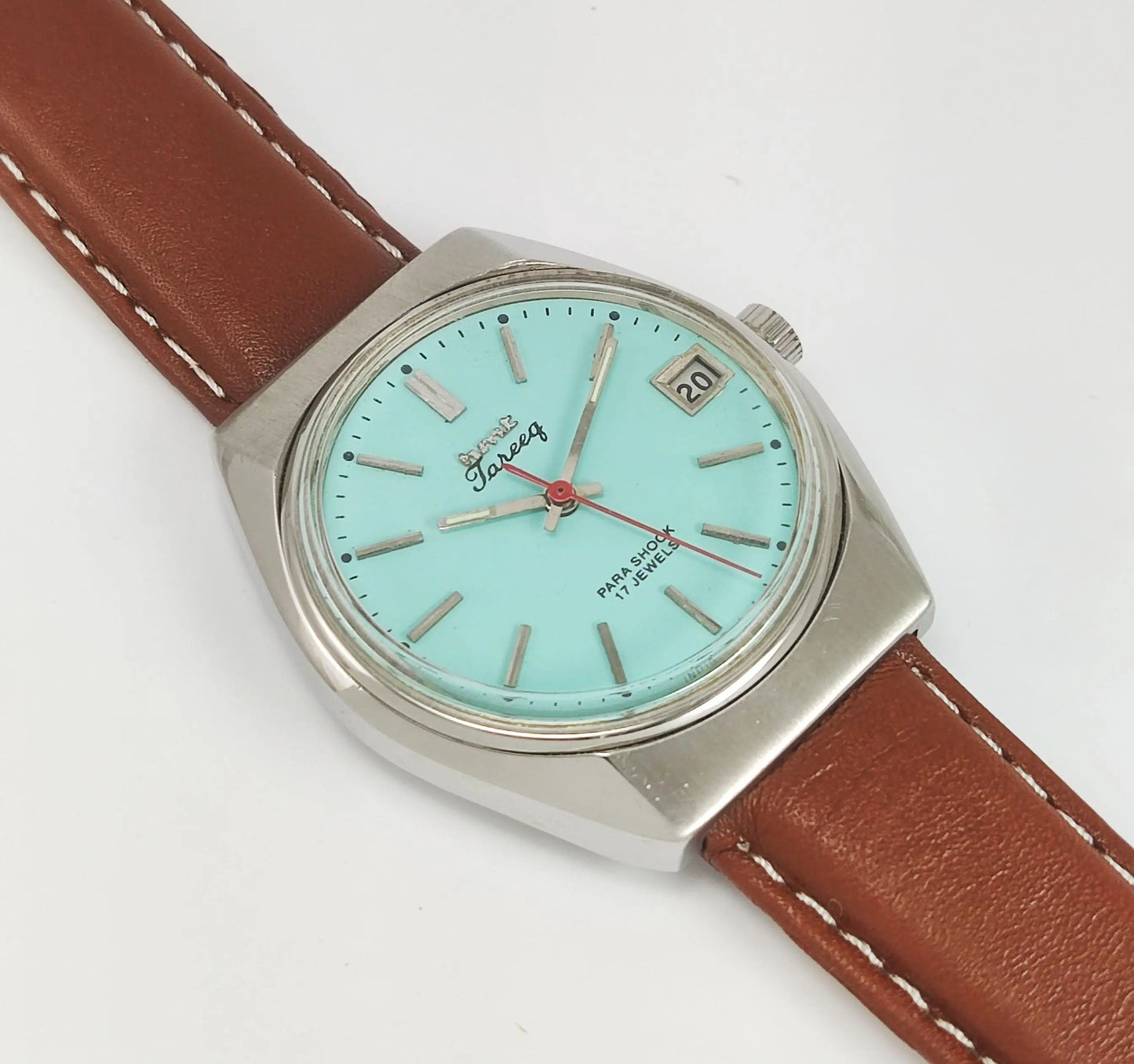 HMT Tareeq Para Shock 17 Jewels Pista Green Dial Date Function Mechanical Hand winding Men's Wrist Watch - Discover-Diamonds