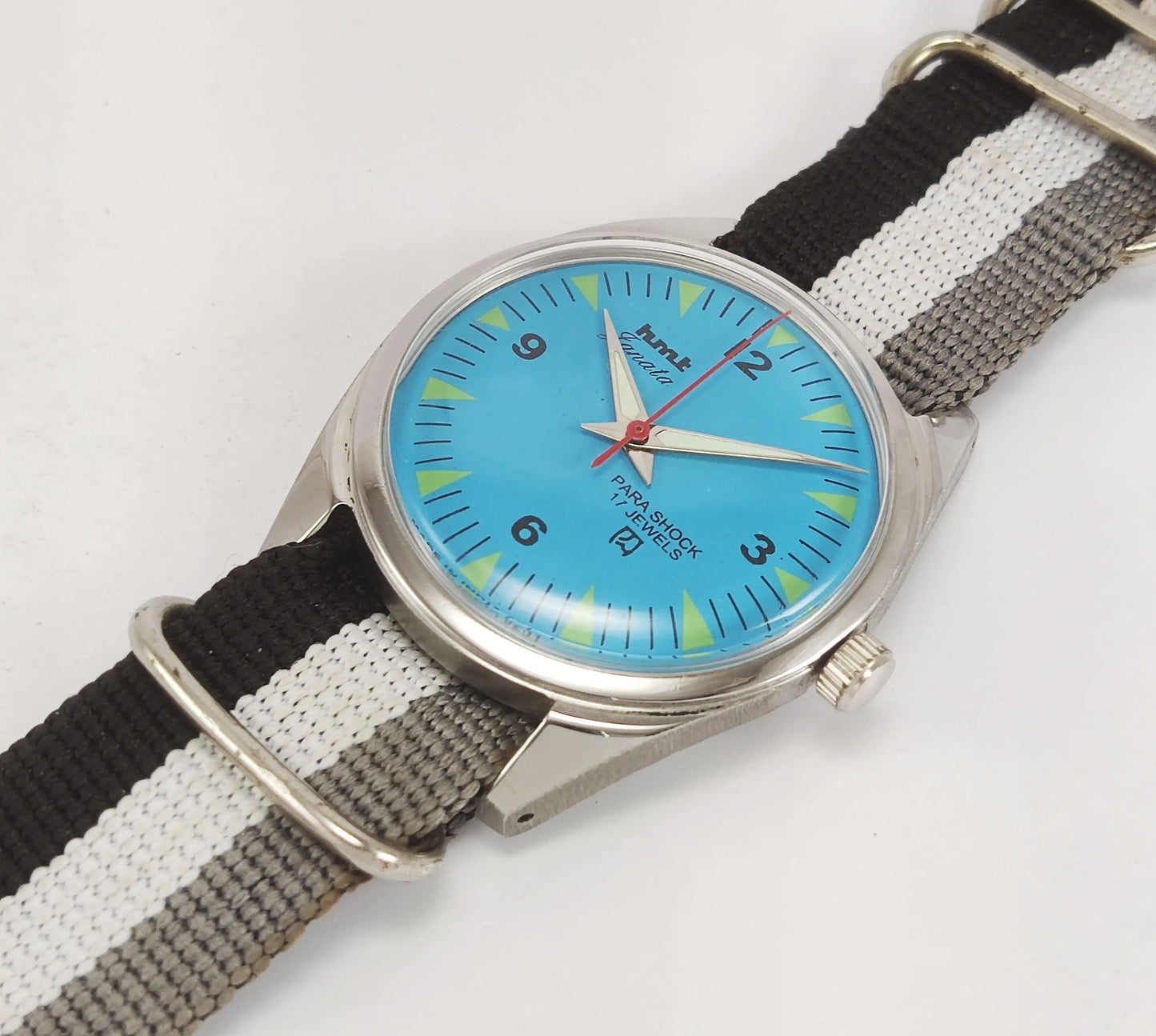 HMT Janata Para Shock 17 Jewels Blue Dial Mechanical Hand winding Men's Wrist Watch - Discover-Diamonds